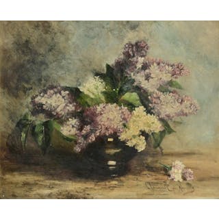 Late 19th Century Still Life with Flowers, Oil on Canvas