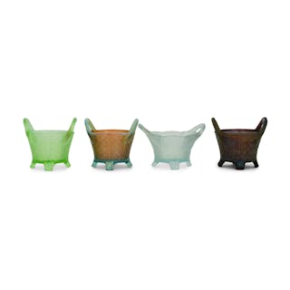 Four Northwood Carnival Glass Baskets