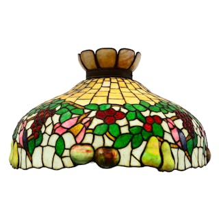 American Leaded Glass Chandelier with Birds