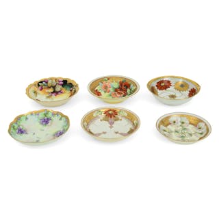 Lot of Six French & Bavarian Hand-Painted Porcelain Bowls