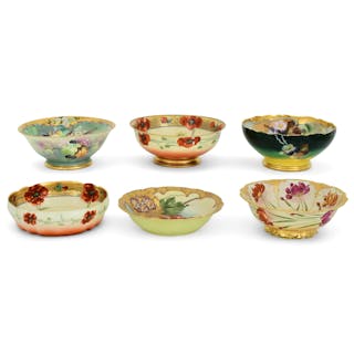Lot of Six Pickard Hand-Painted Porcelain Bowls