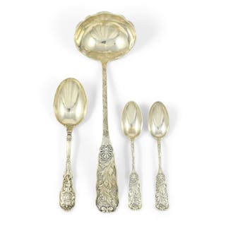 Gorham Mfg. Co. Sterling Silver Ladle, Serving Spoon and Two Spoons