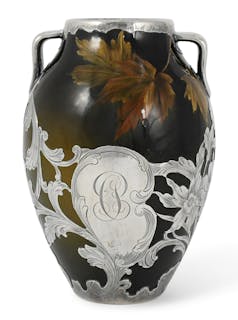 Rookwood Pottery Silver Overlay Vase, Decorated by Sallie E. Coyne