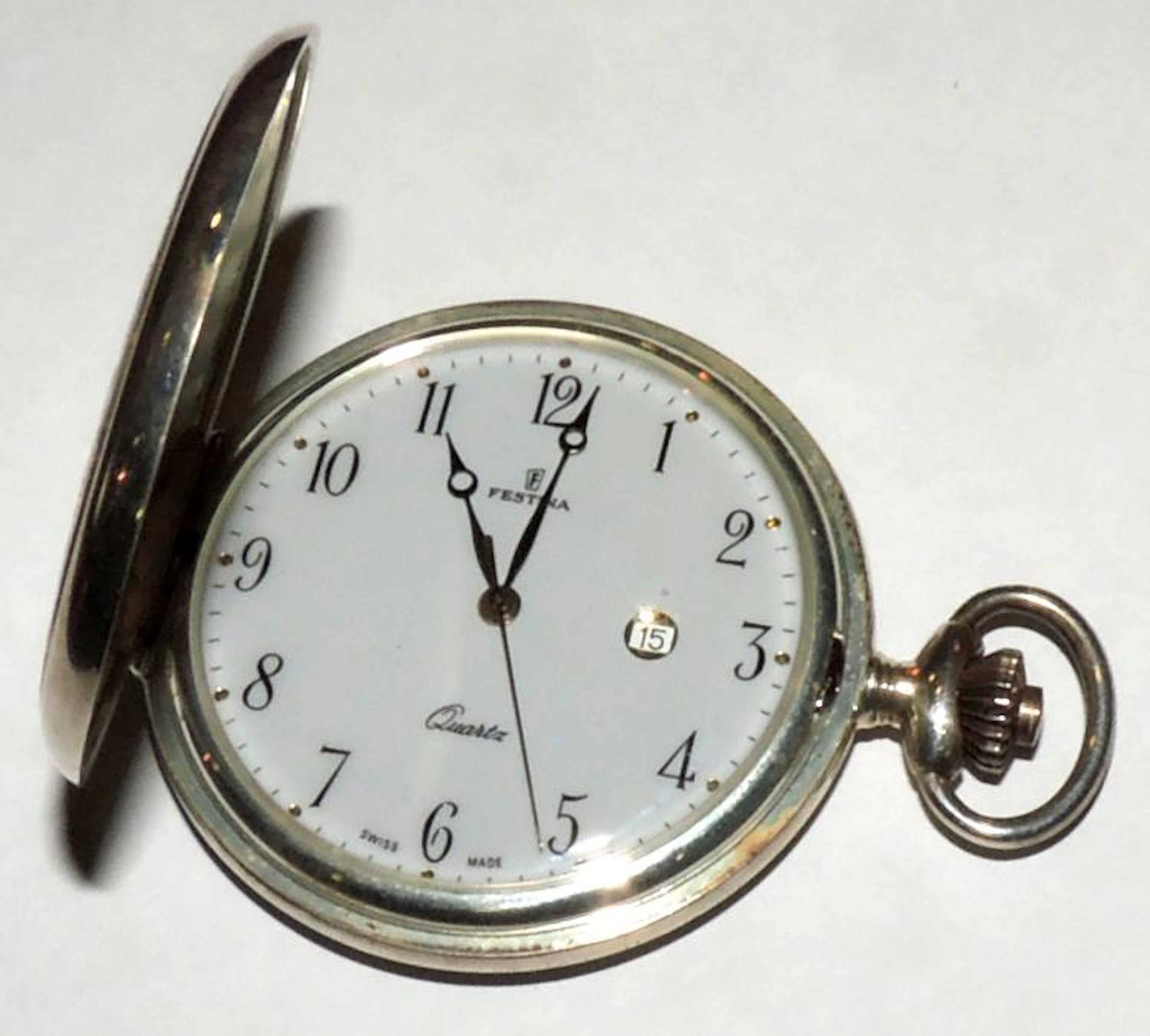 FESTINA. DOUBLE COVER SILVER POCKET WATCH
