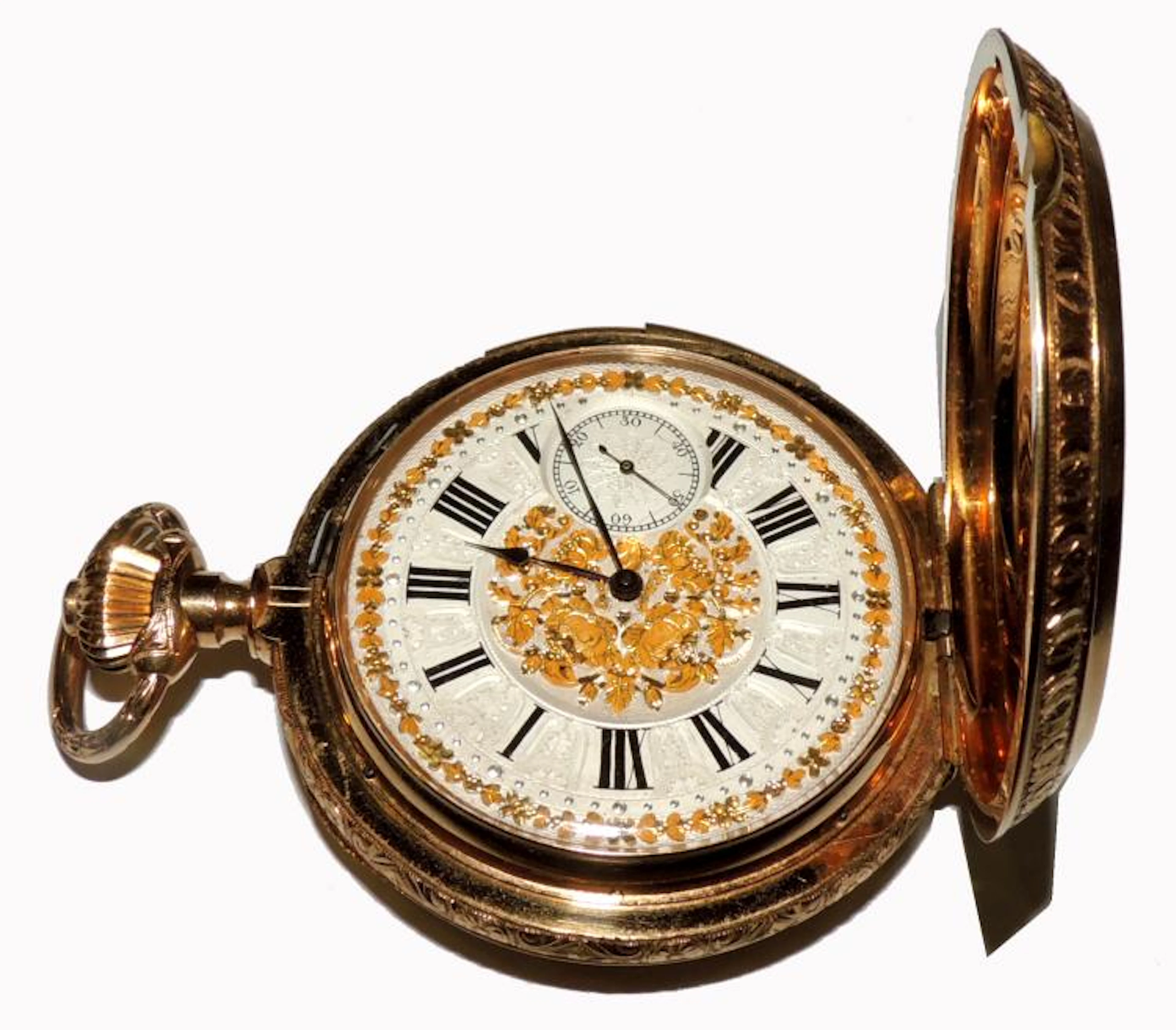 DOUBLE COVER YELLOW GOLD POCKET WATCH WITH STRIKE MECHANISM