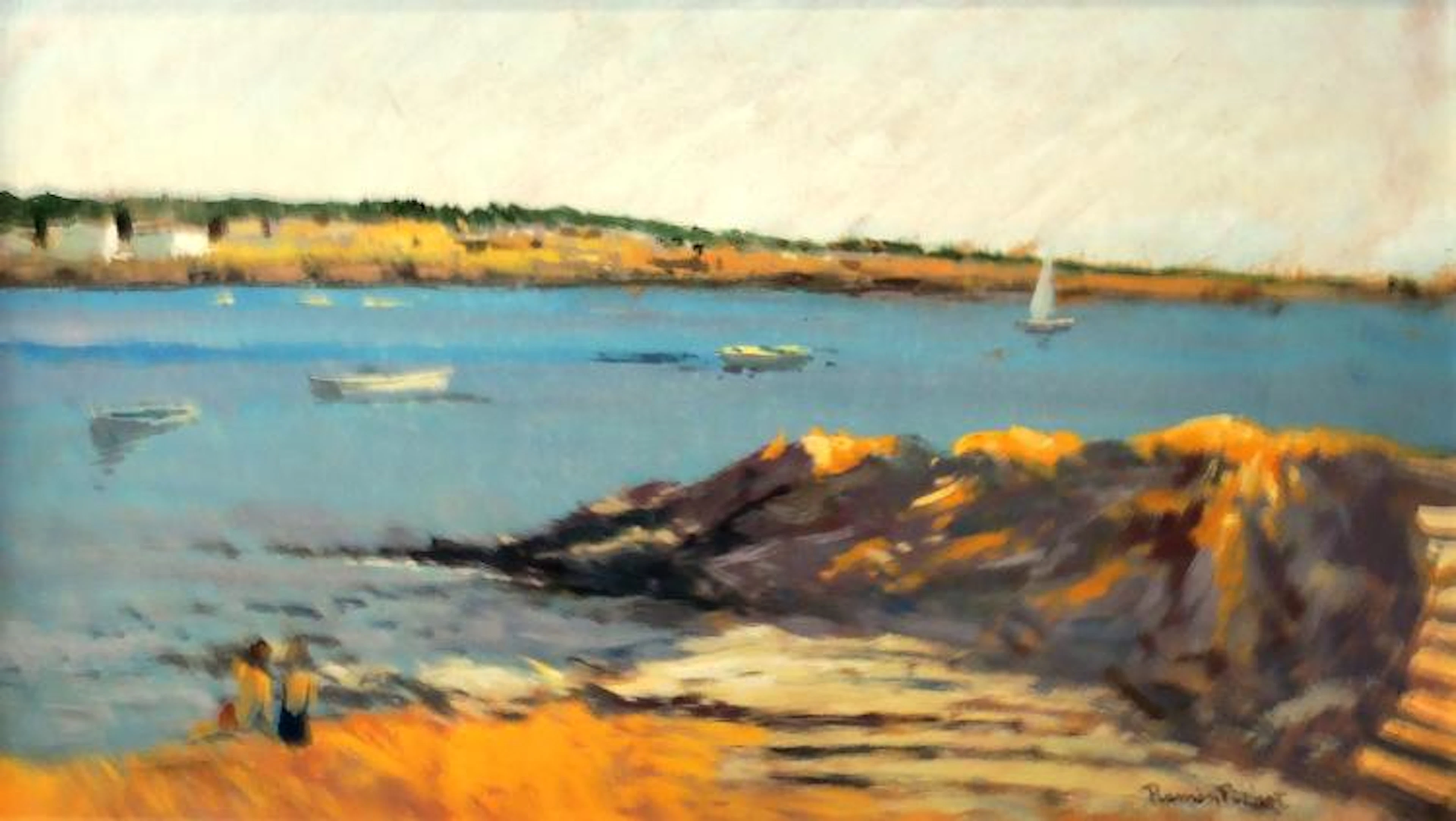 RAMÓN PICHOT I SOLER oil on panel, "Cadaqués", 32x54 cm.