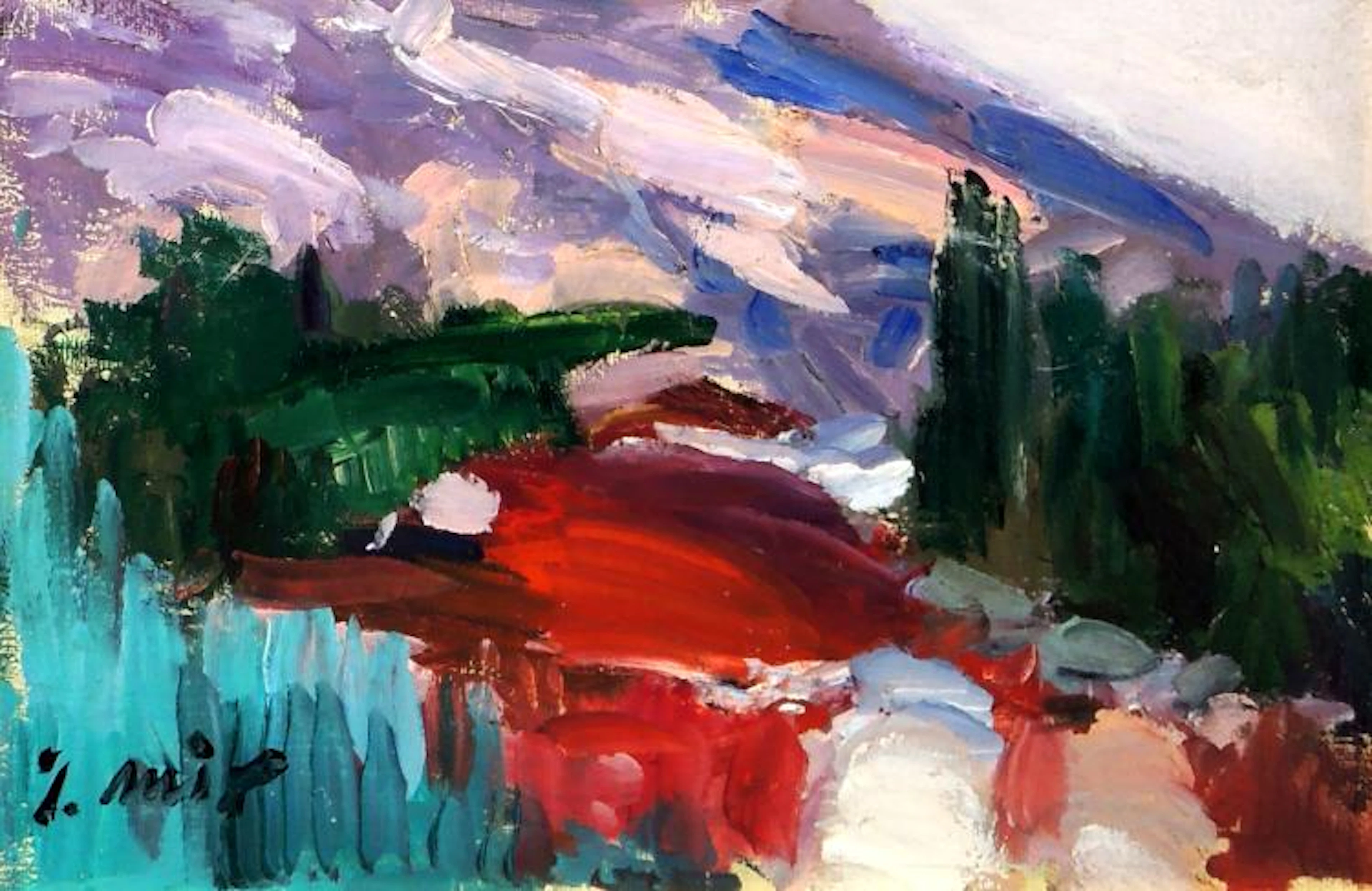 JOAQUIN MIR I TRINXET (1873-1937 / 40) oil on panel, "Landscape", 20.5x29.8 cm.