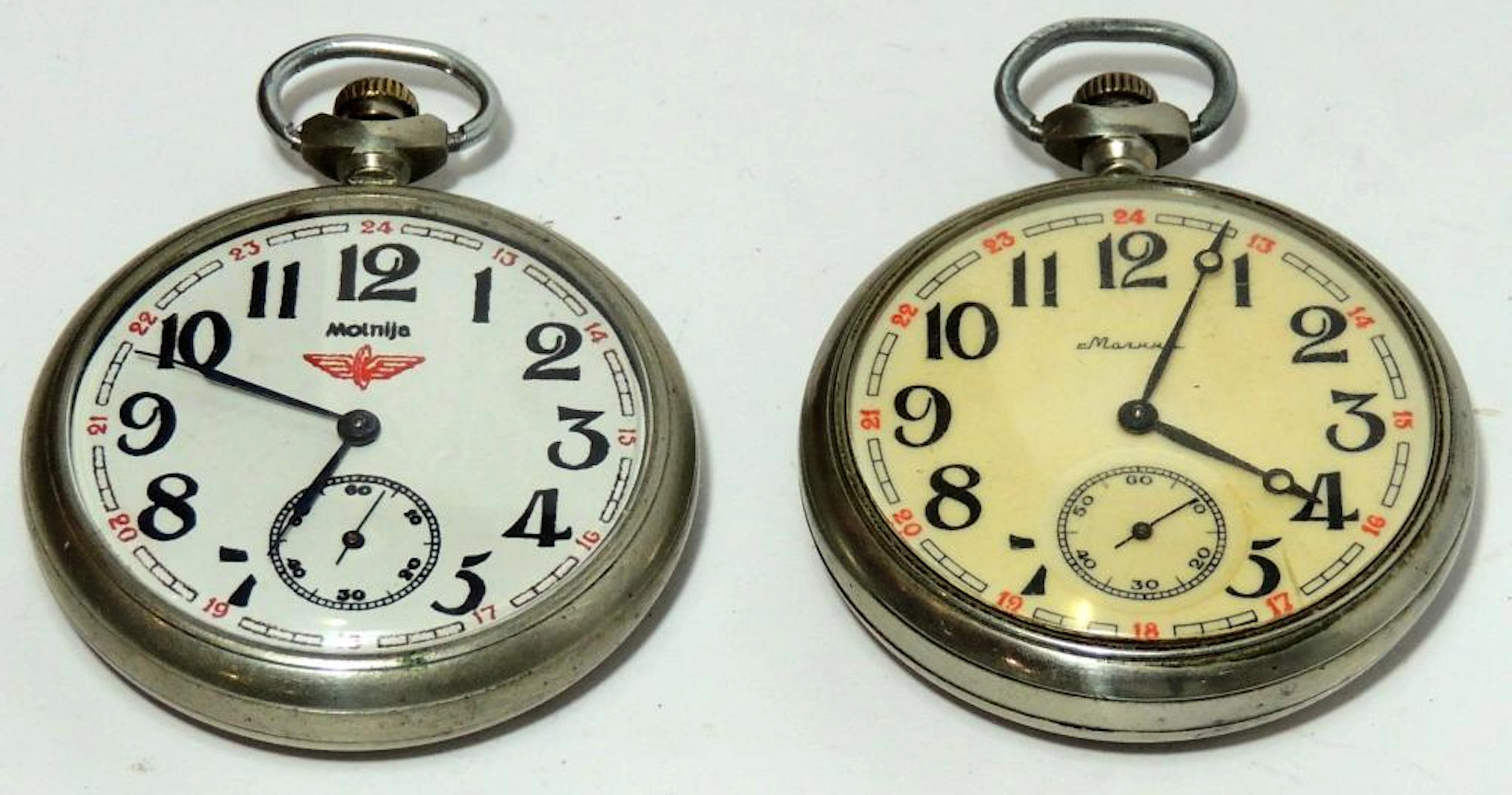 MOLNIA, TWO RUSSIAN POCKET WATCHES