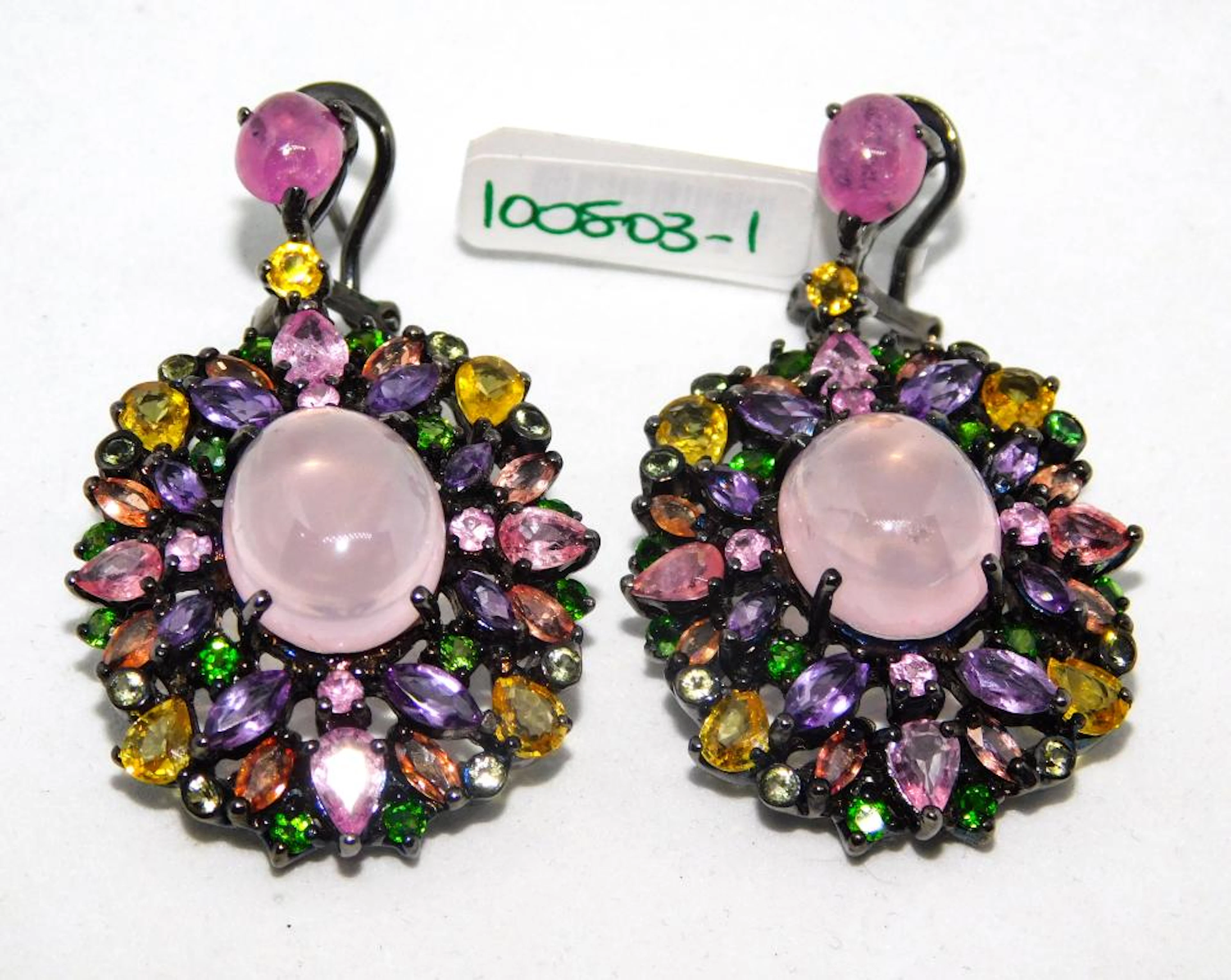 PENDIENTES LARGOS MÓVILES de cuarzo rosa