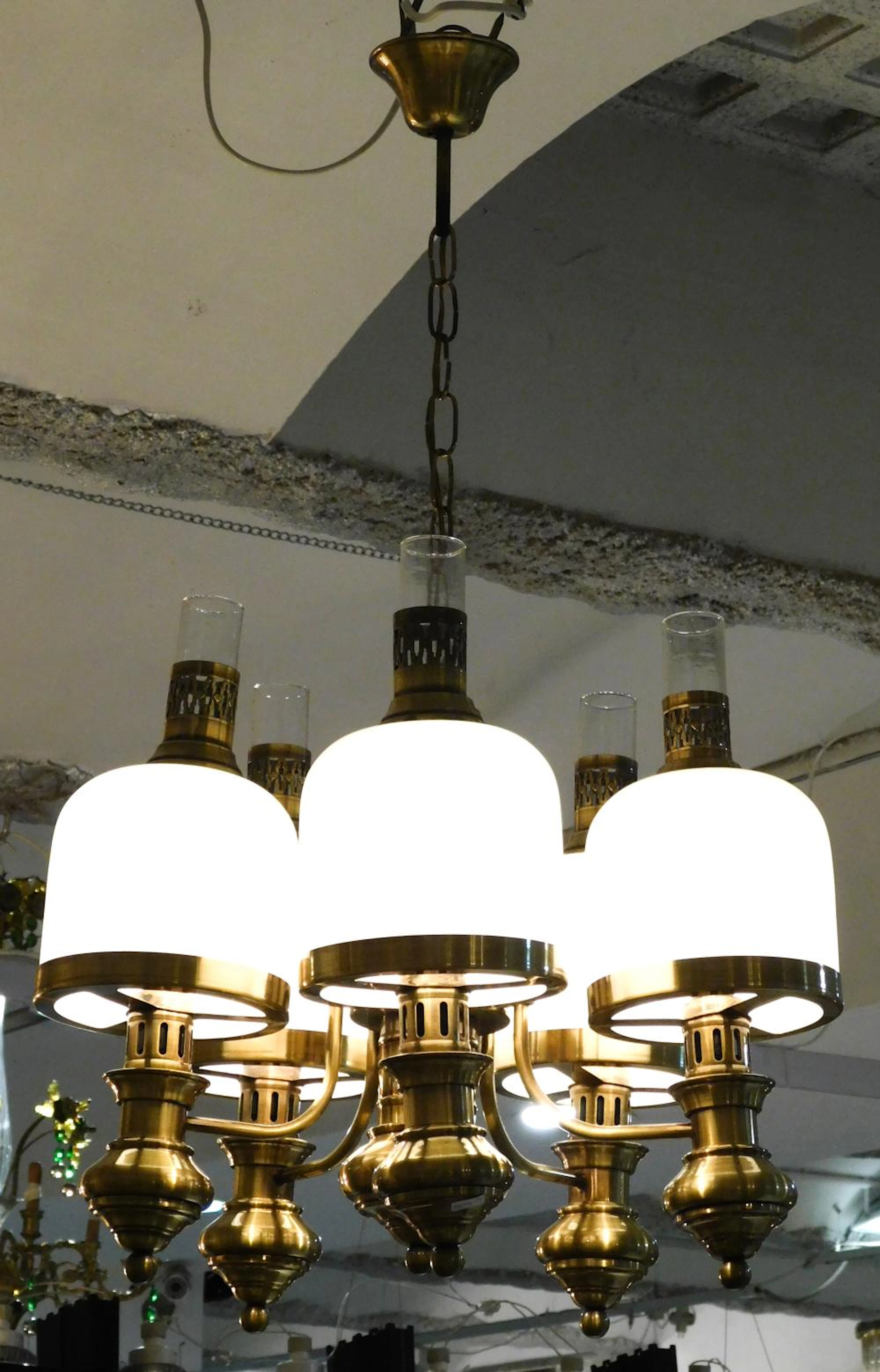 LÁMPARA DE TECHO ESTILO QUINQUÉ AÑOS 70 de cinco luces en...