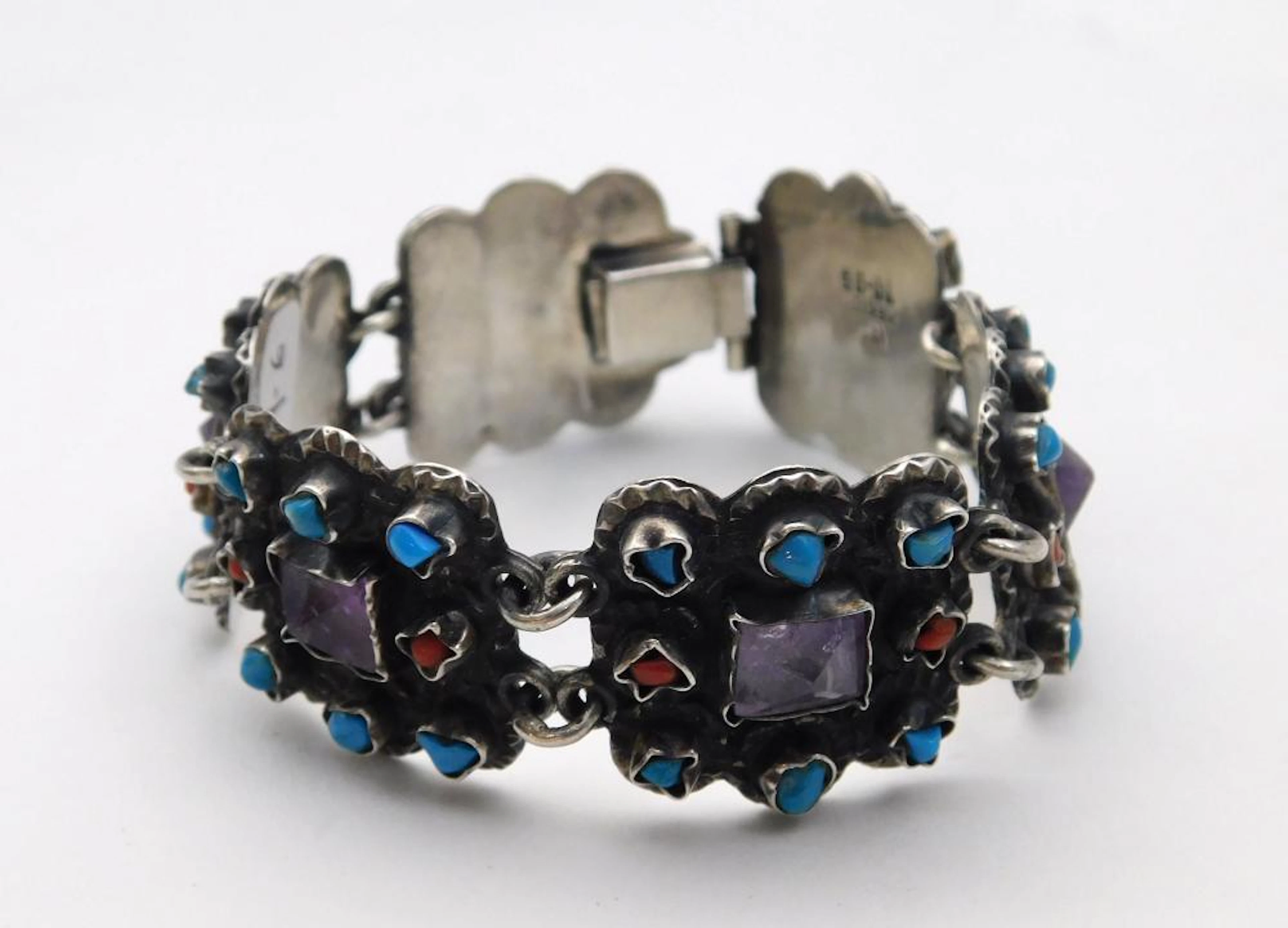 PULSERA en plata de ley punzonada con turquesas