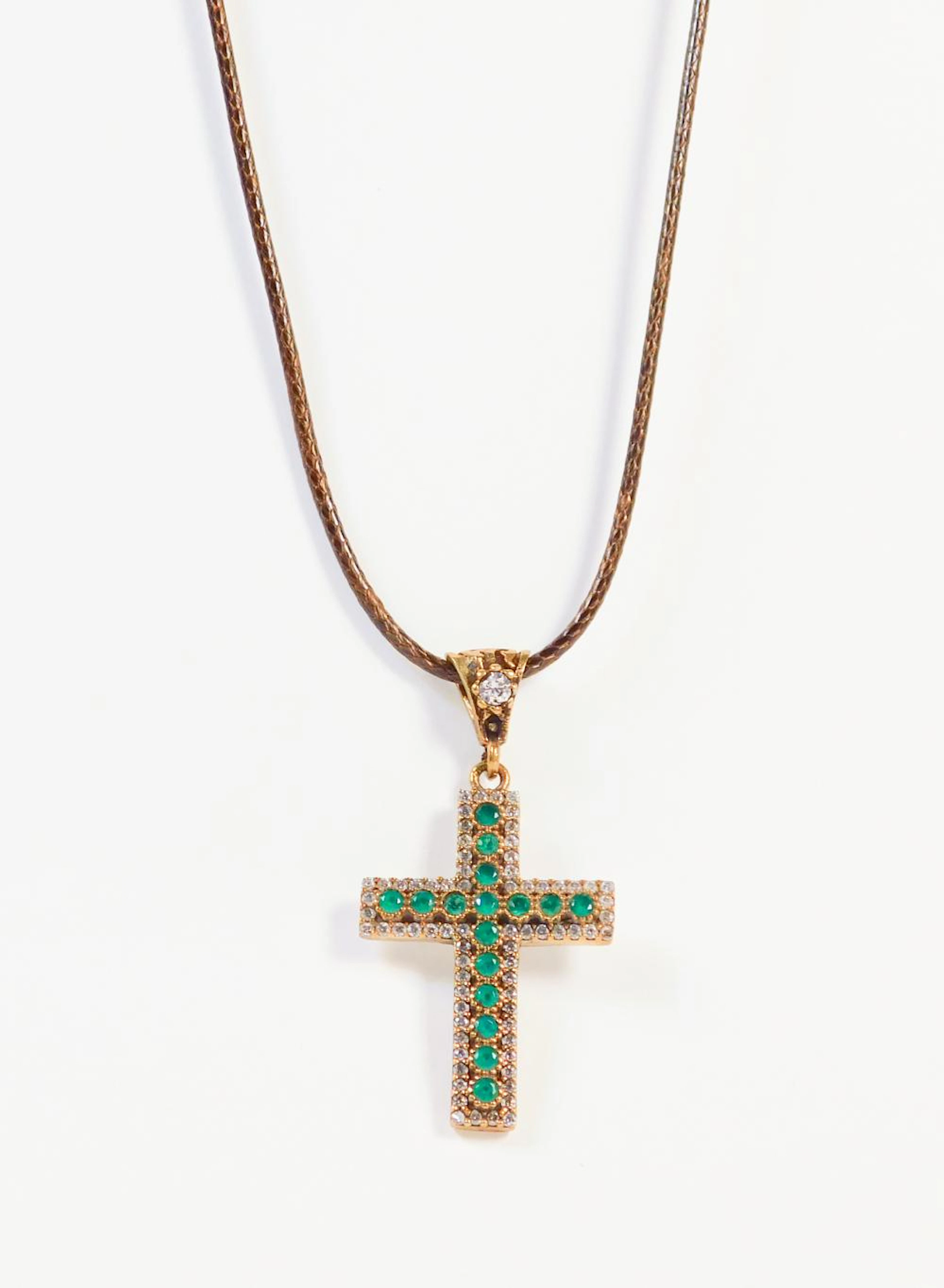 COLGANTE CRUZ DE ESMERALDAS Y ZAFIROS montura en plata y...