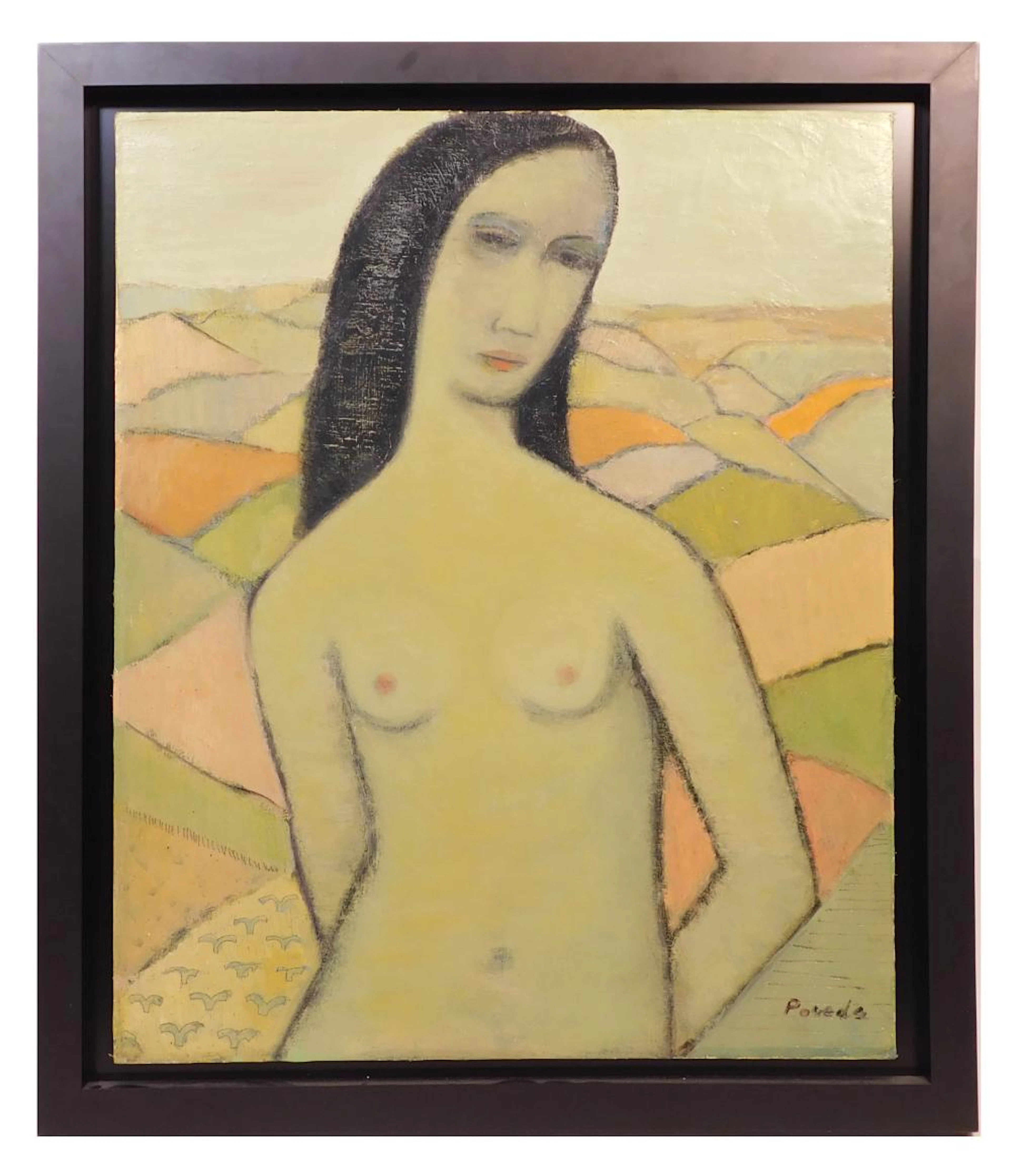 POVEDA "Desnudo femenino" óleo sobre tablex 62x50 cm.