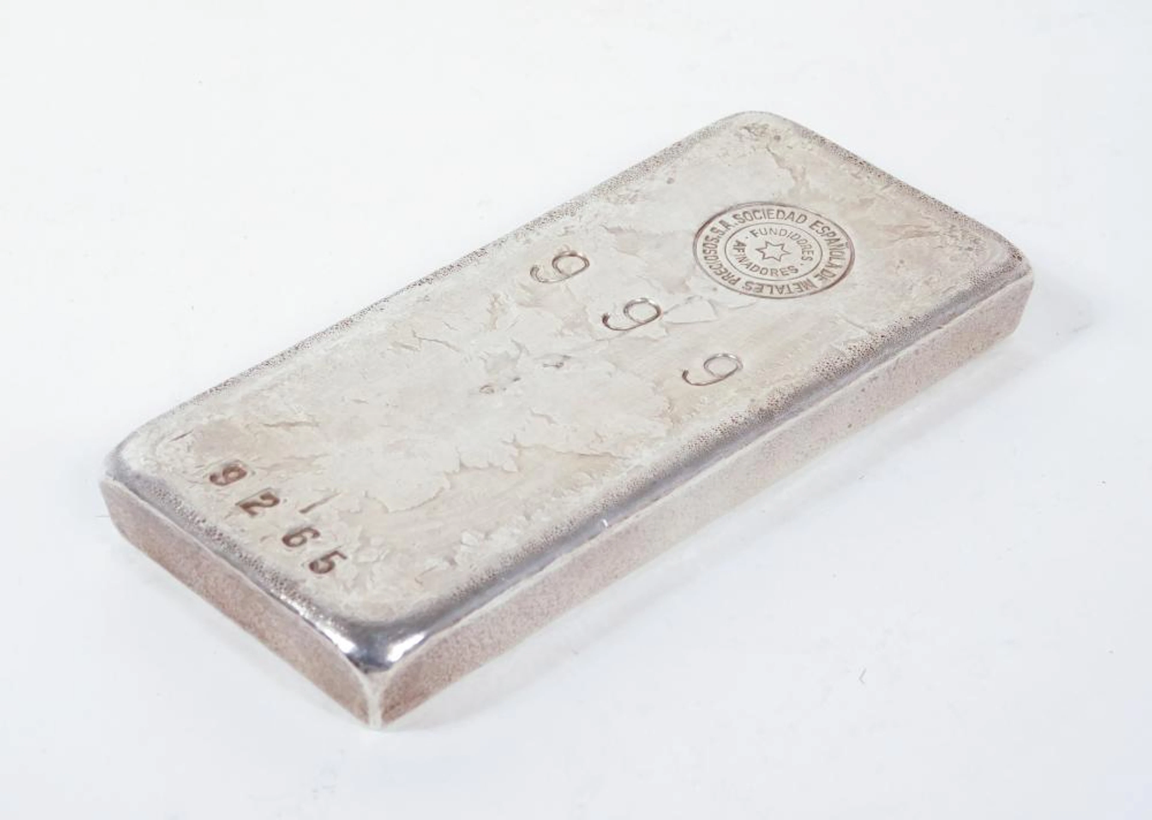 LINGOTE DE PLATA con sello de la Sociedad Española de Metales Preciosos S.A