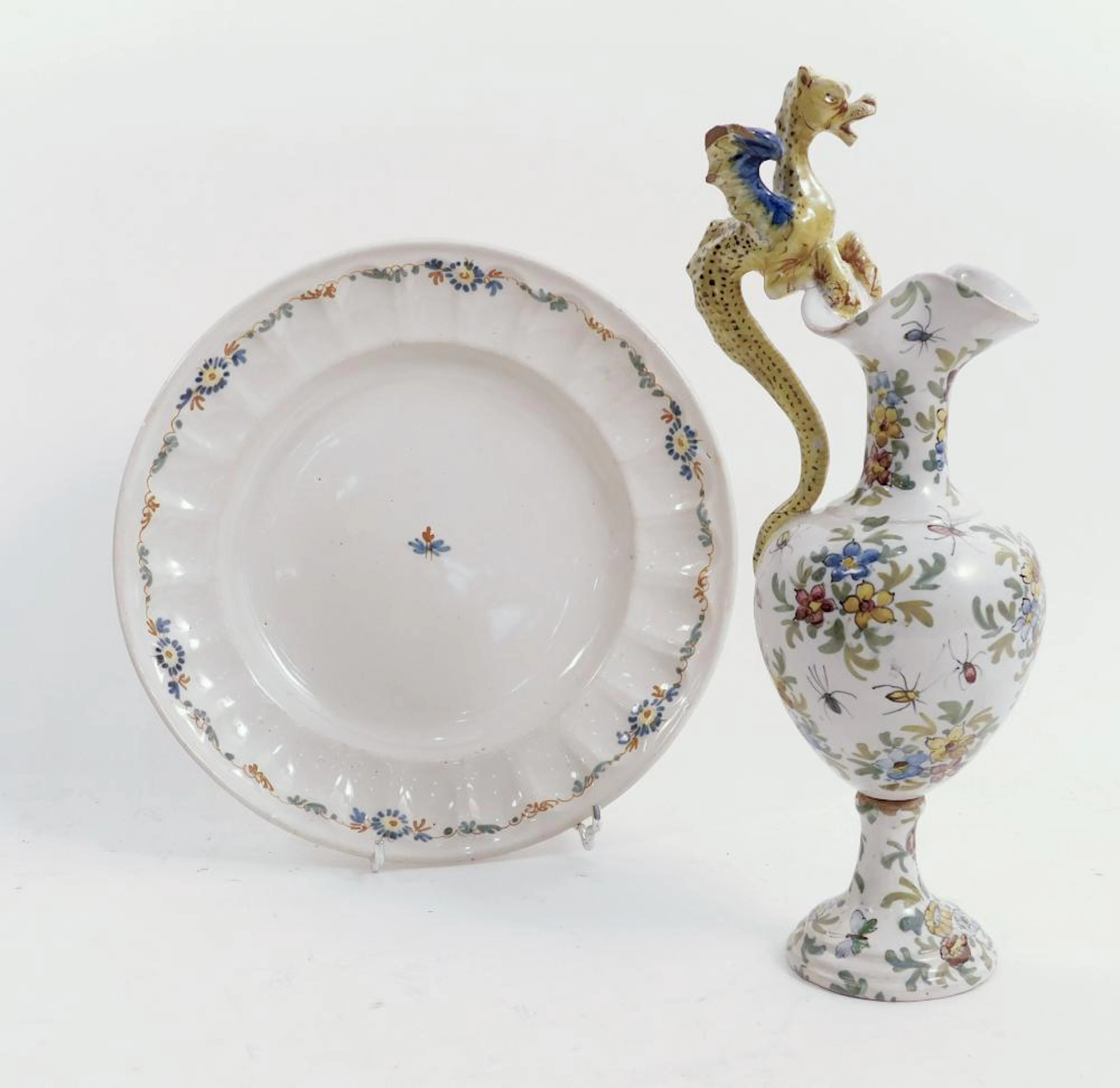 ANTIGUA JARRA Y PLATO jarra en porcelana alemana s.XIX y...