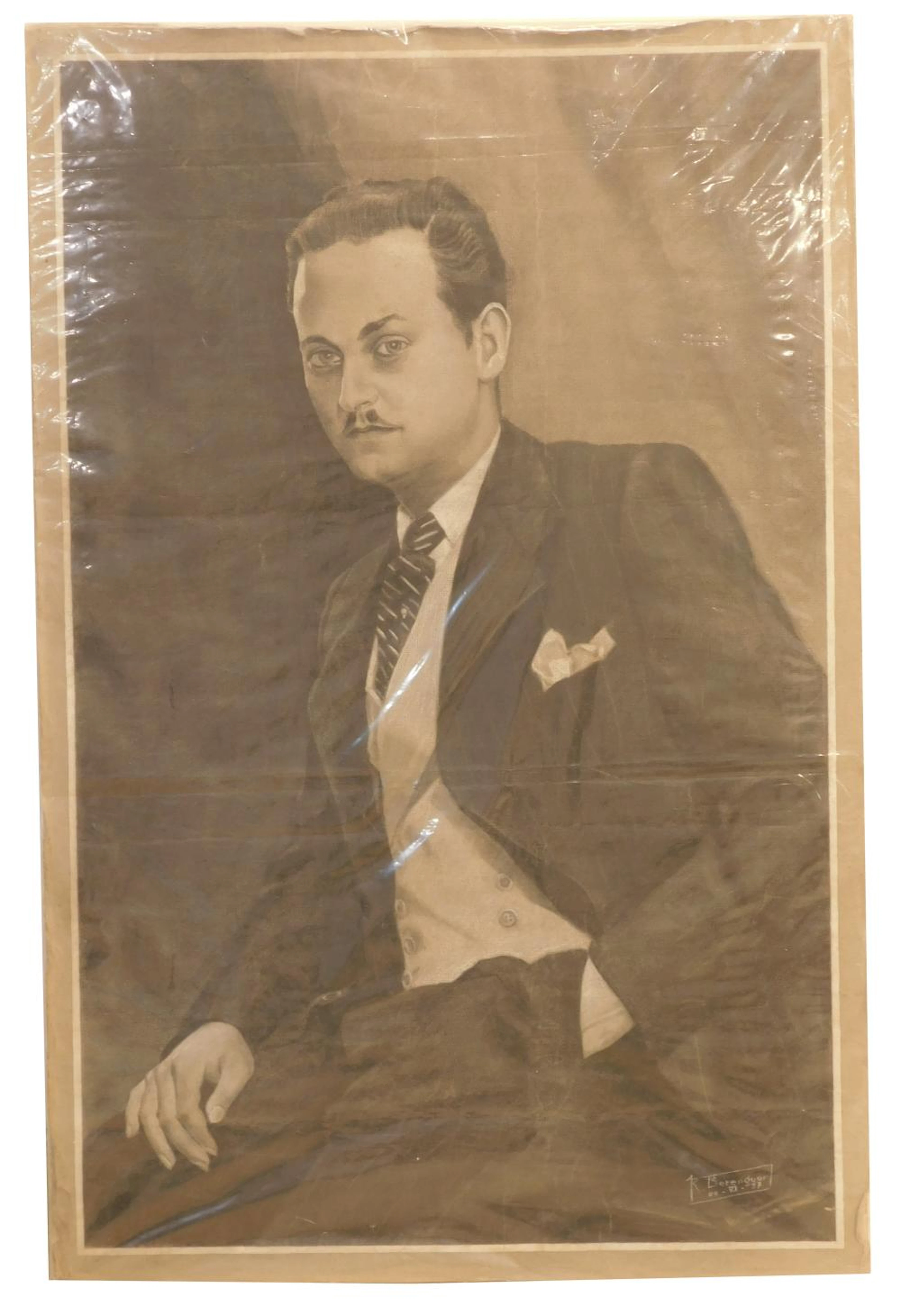 Ramon BERENGUE "Caballero" dibujo al carbón sobre papel 96x61 cm