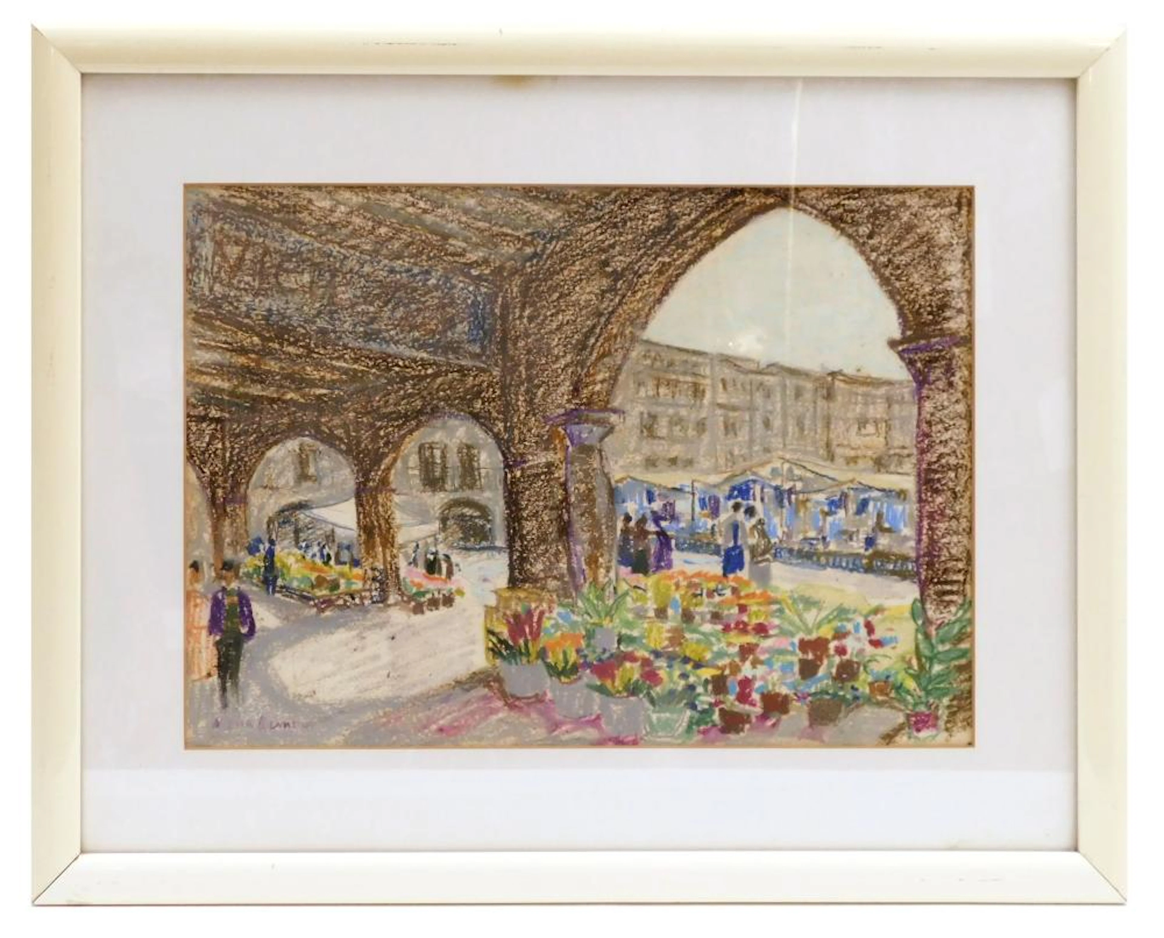Nuria LLIMONA (1917-2011) "Mercat de Vic" ceras sobre...