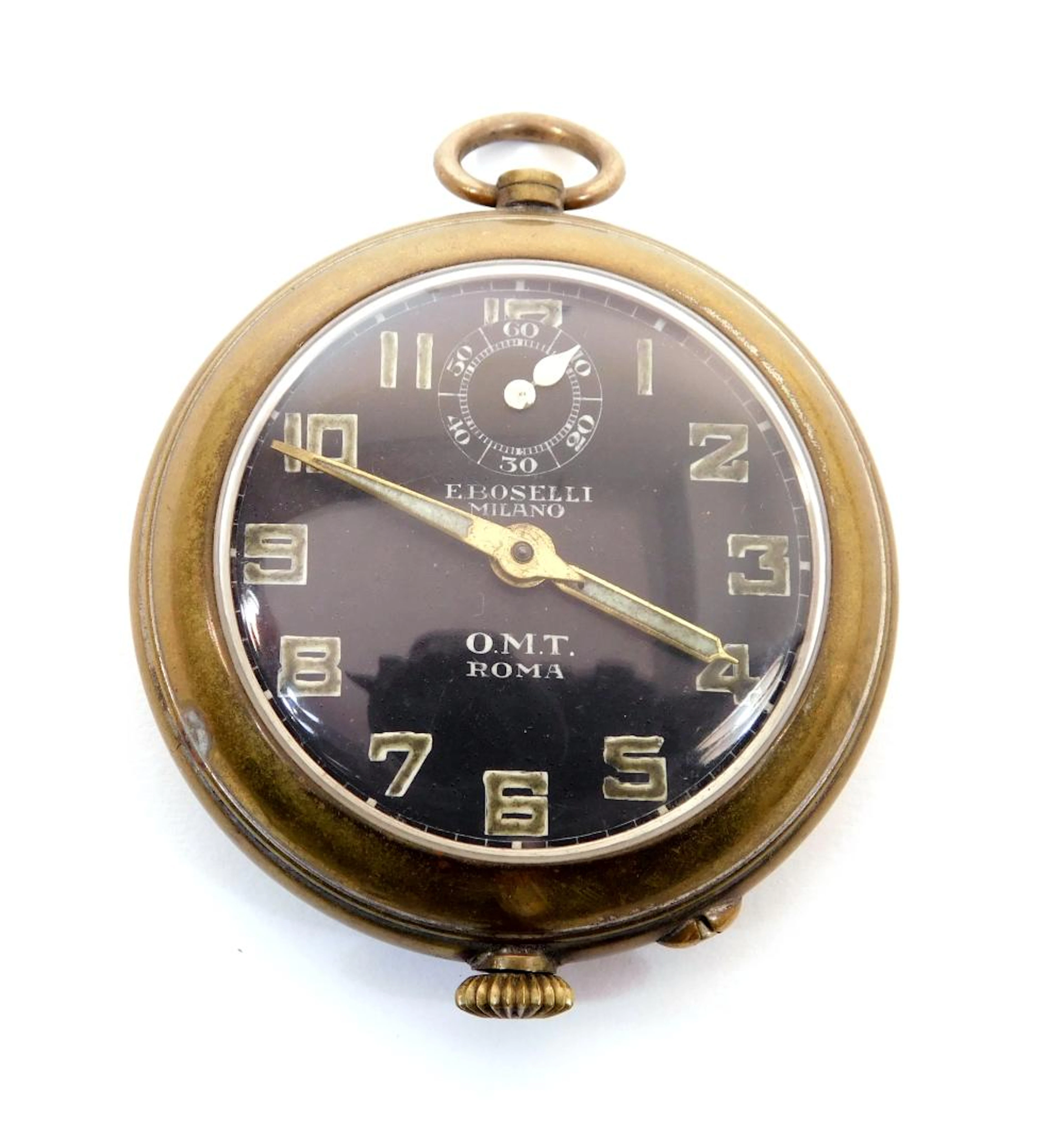 E. BOSELLI.MILANO RELOJ DE BOLSILLO Italiano en metal con esfera negra
