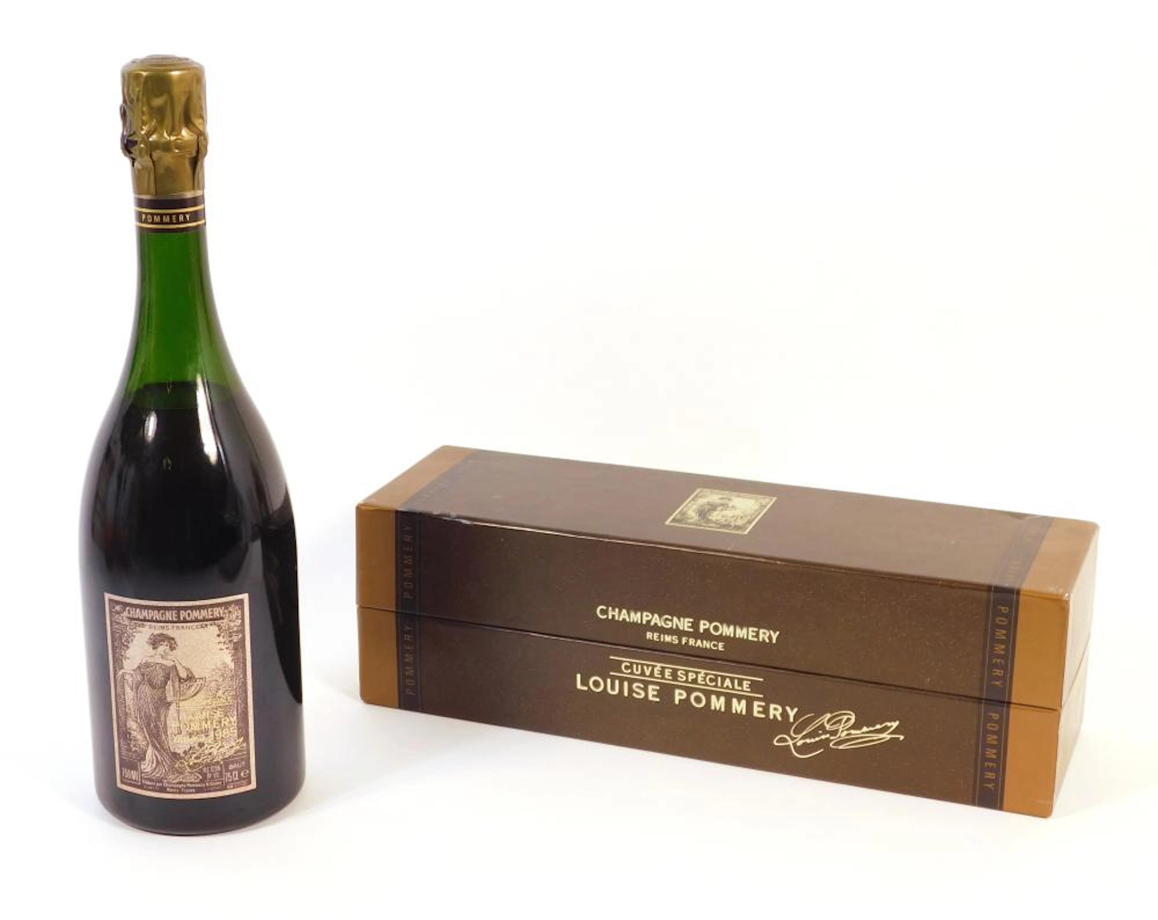 BOTELLA DE CHAMPAGNE . POMMERY CUVEE SPECIALE VINTAGE 1985 con caja original.