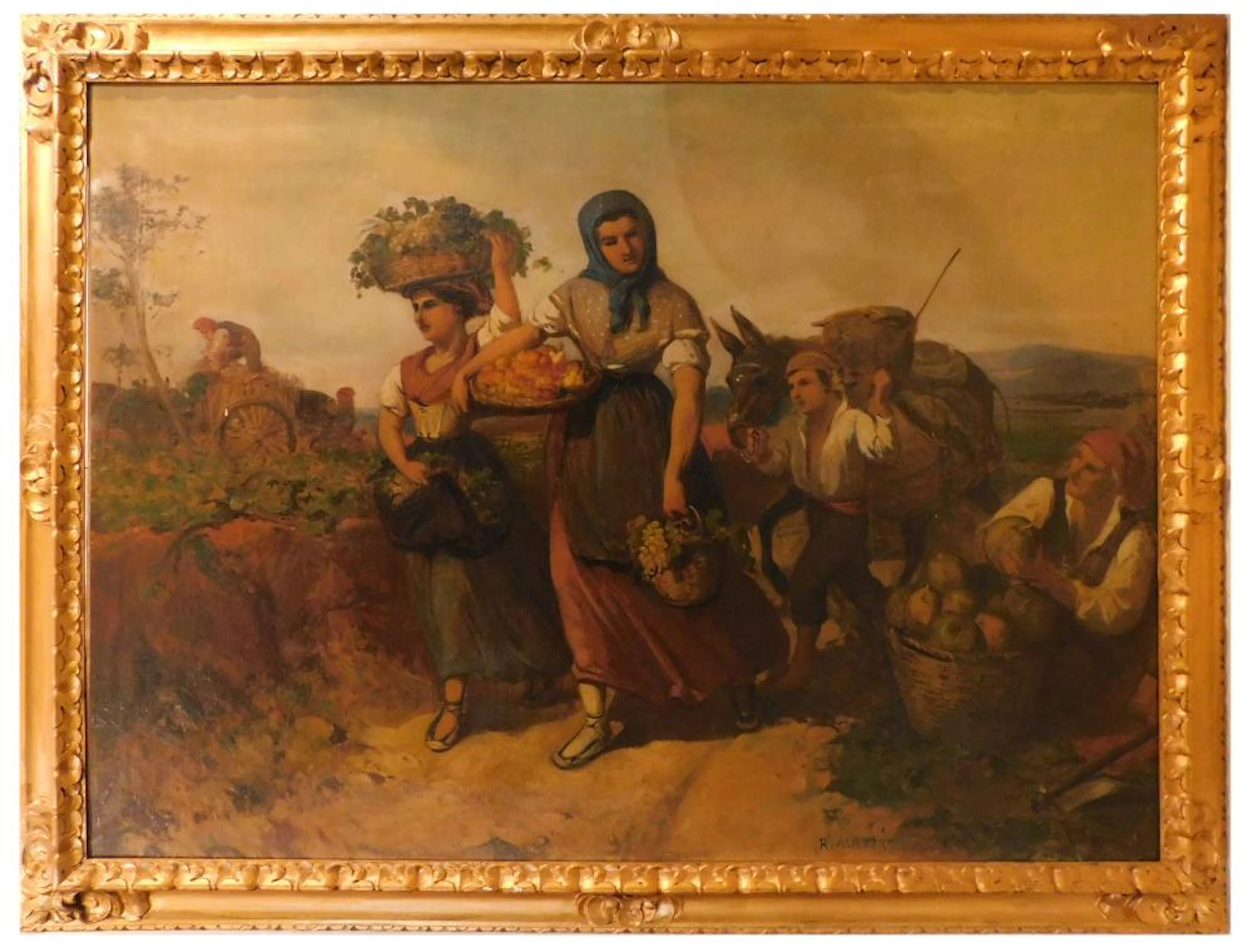 R. MARTÍ (Ramón MARTÍ ALSINA) "LA RECOLECTA" óleo sobre lienzo 93x130 cm.