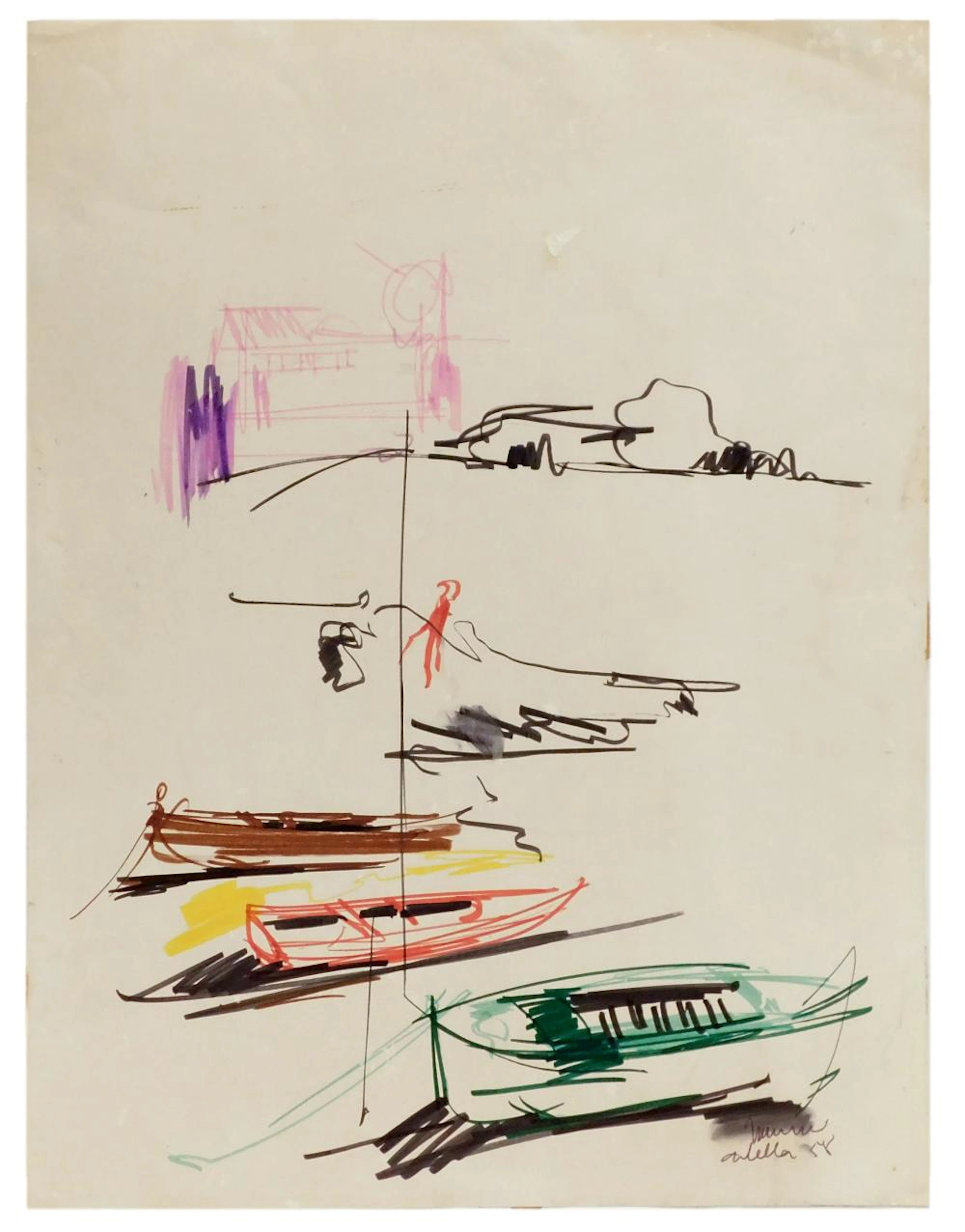 Jose NAVARRO VIVES "Composición" dibujo sobre papel sin enmarcar