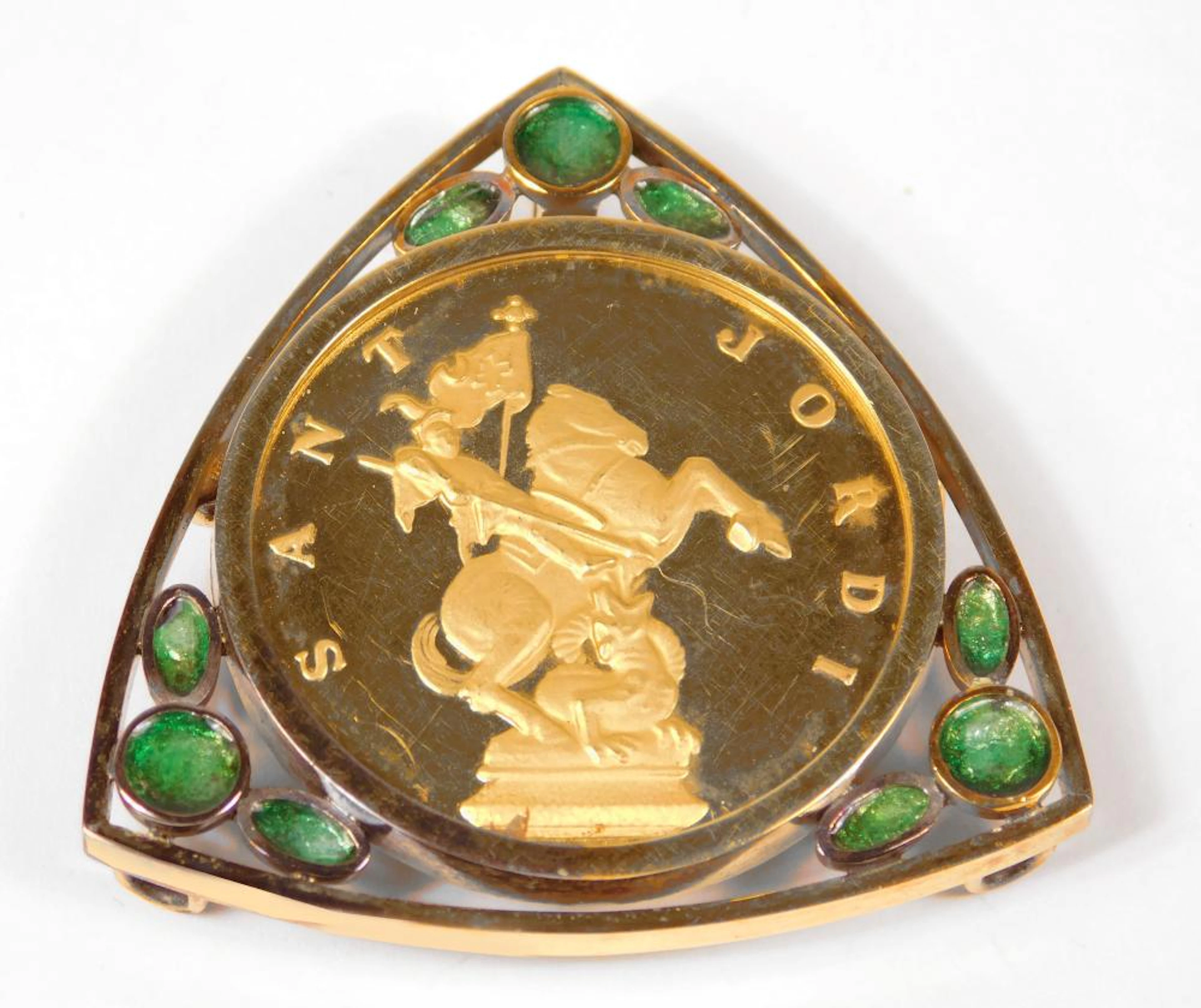 BROCHE-COLGANTE MONEDA ""SANT JORDI" en montura de oro...