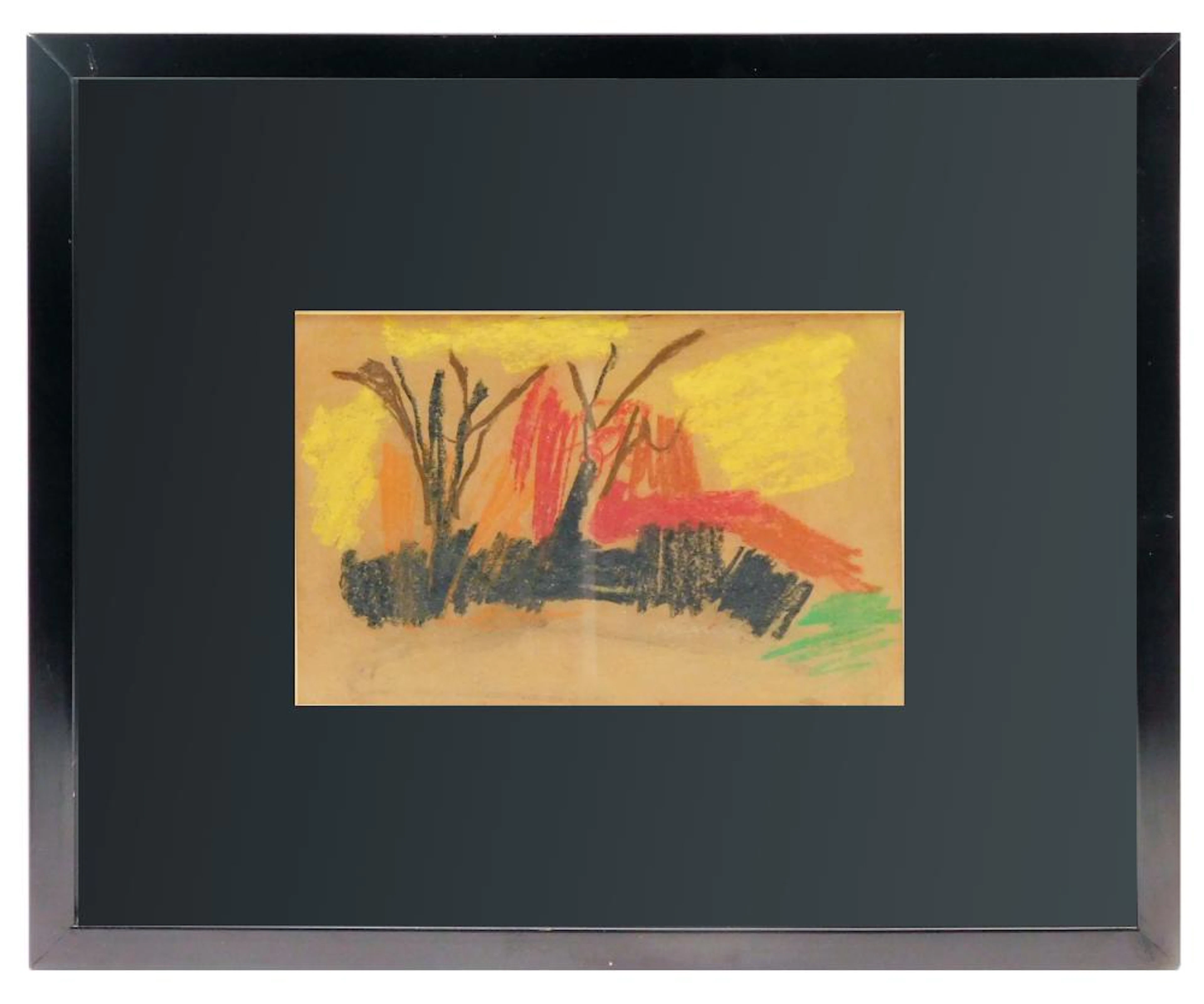 José NAVARRO VIVES (1931) "Paisaje con fuego" dibujo a...
