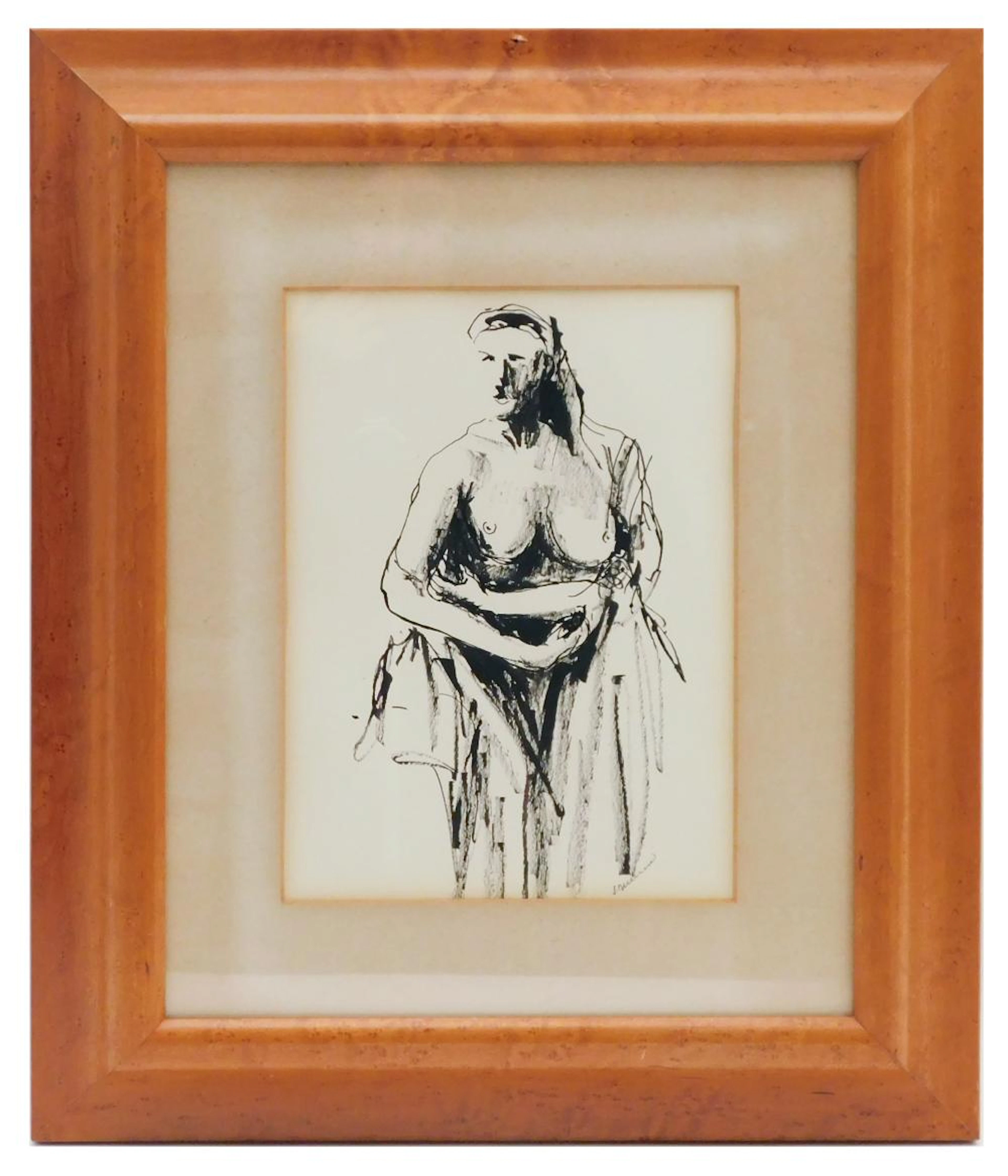José NAVARRO VIVES (1931) "Joven desnuda" dibujo a tinta sobre papel 26x19 cm.