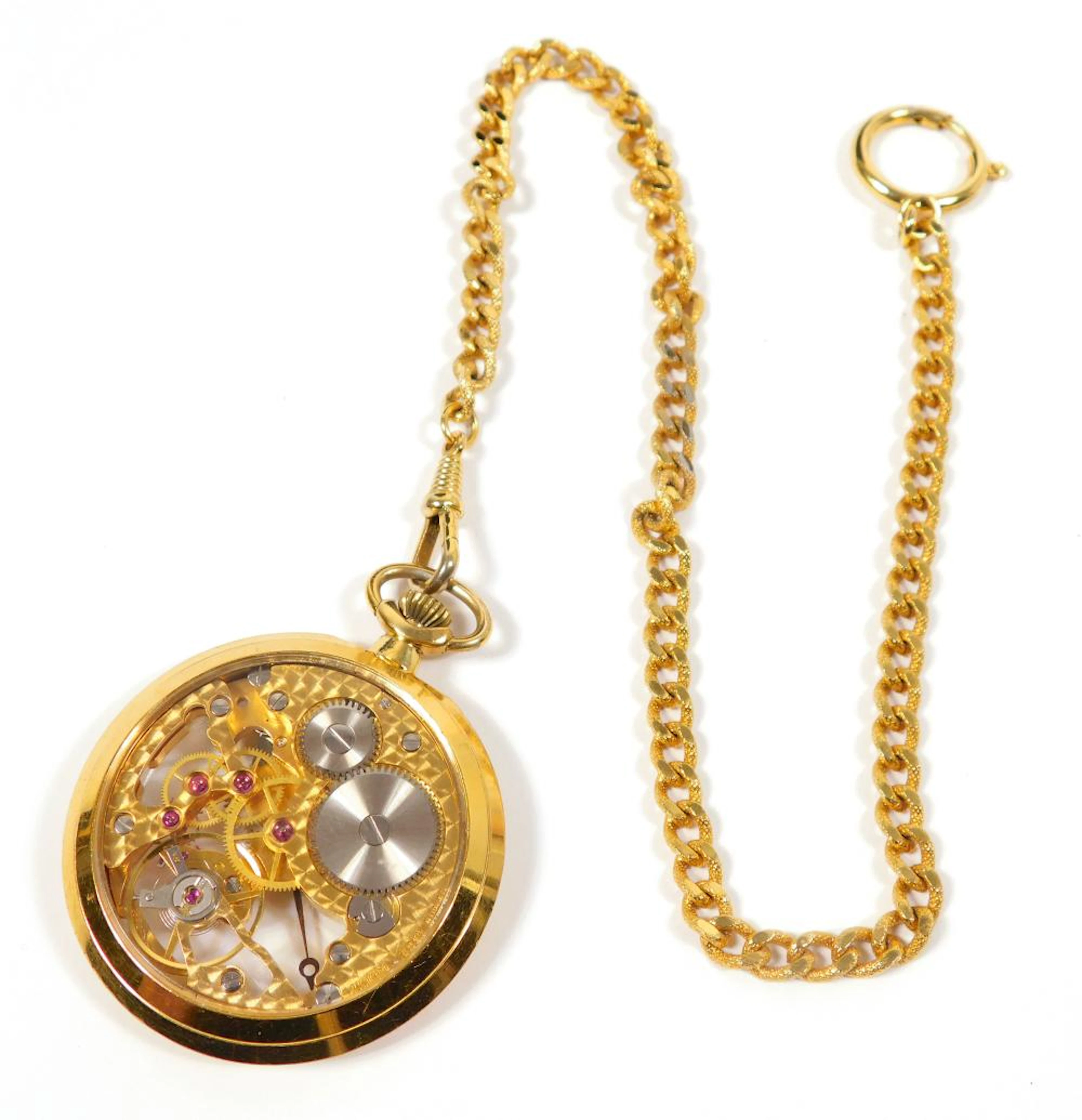 RELOJ DE BOLSILLO ESQUELETO en plaqué  Remontoire