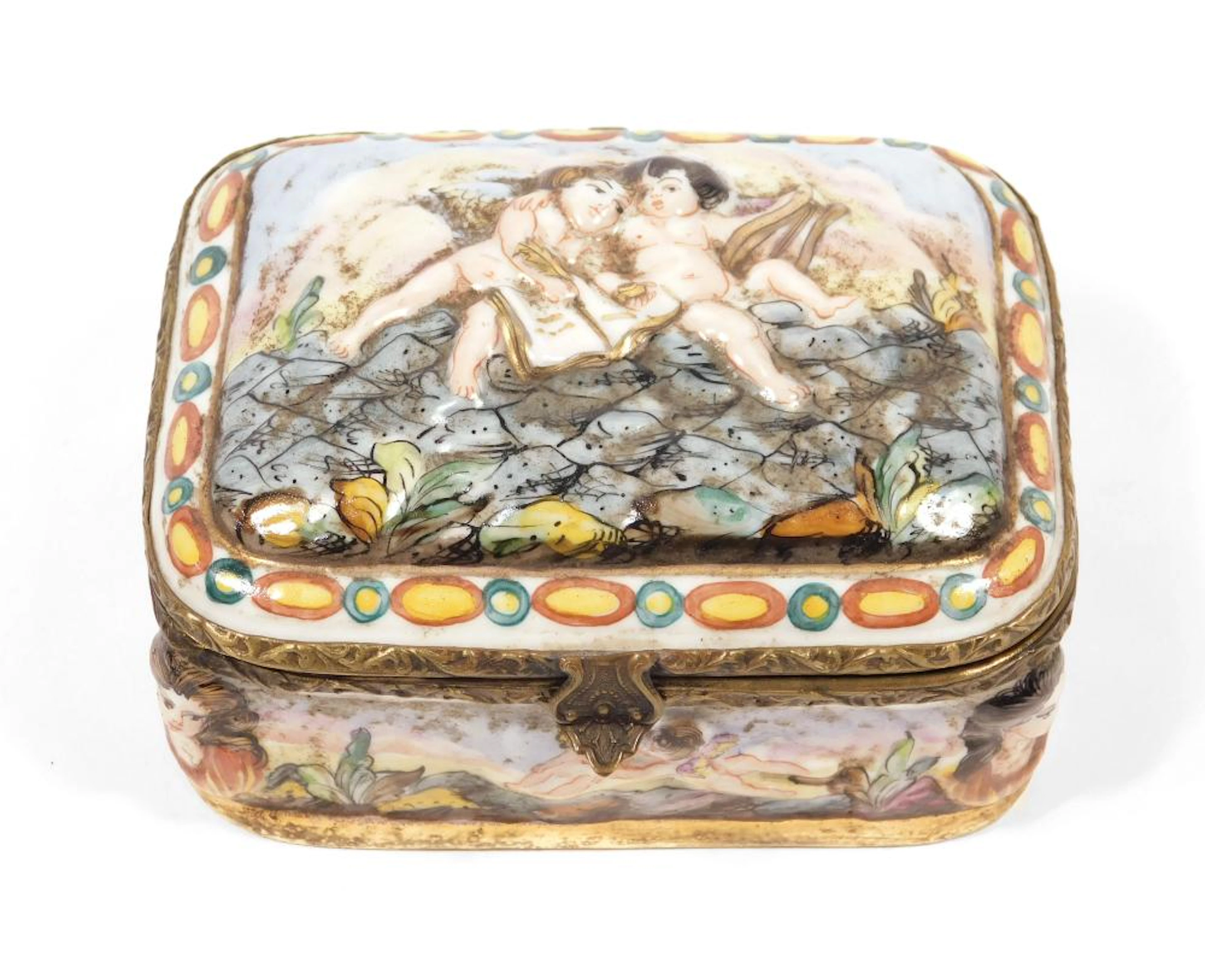 CAJA DE COLECCIÓN en porcelana Capodimonte con escena...