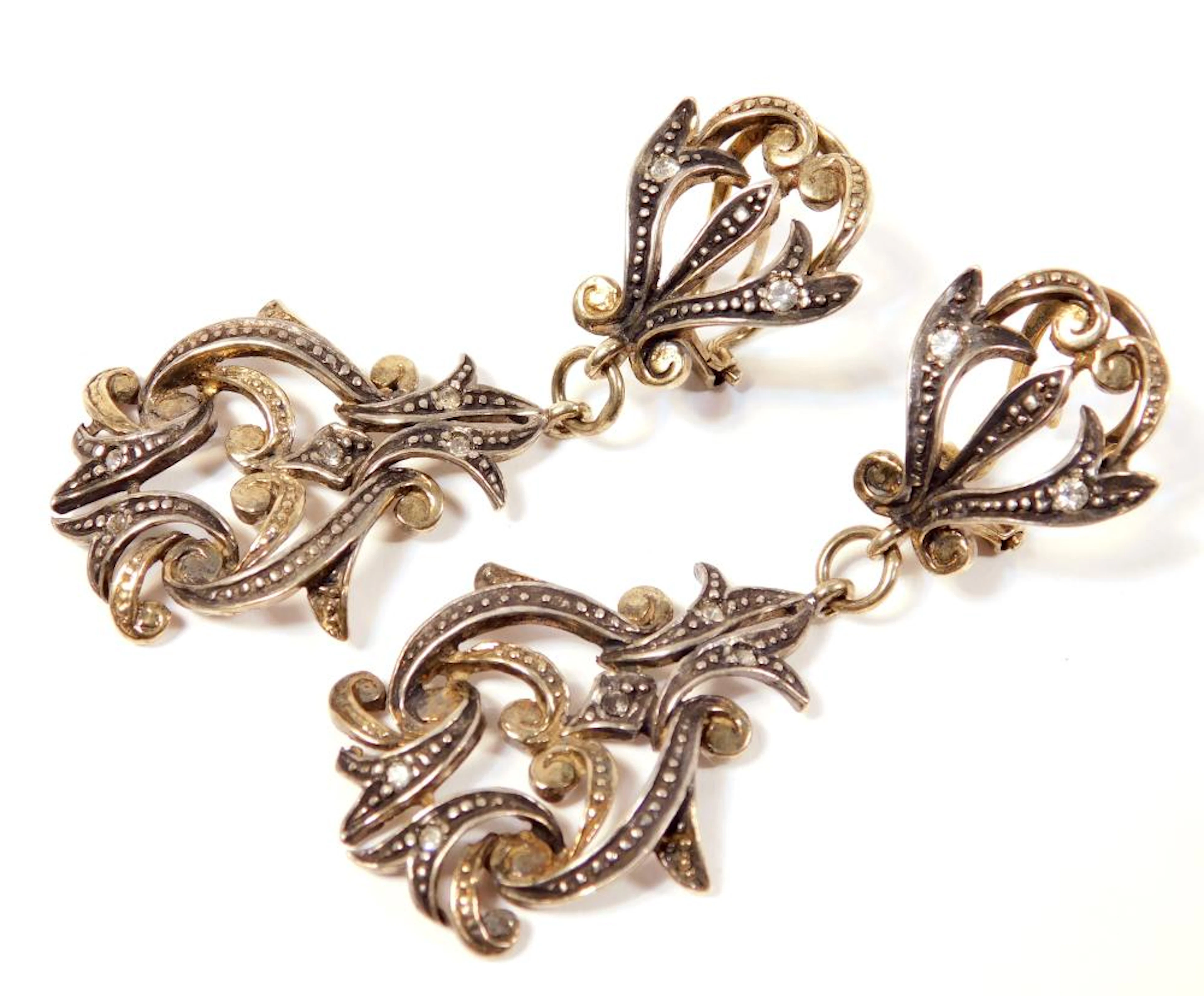 ANTIGUOS PENDIENTES en plata con vistas en oro amarillo con marquesitas
