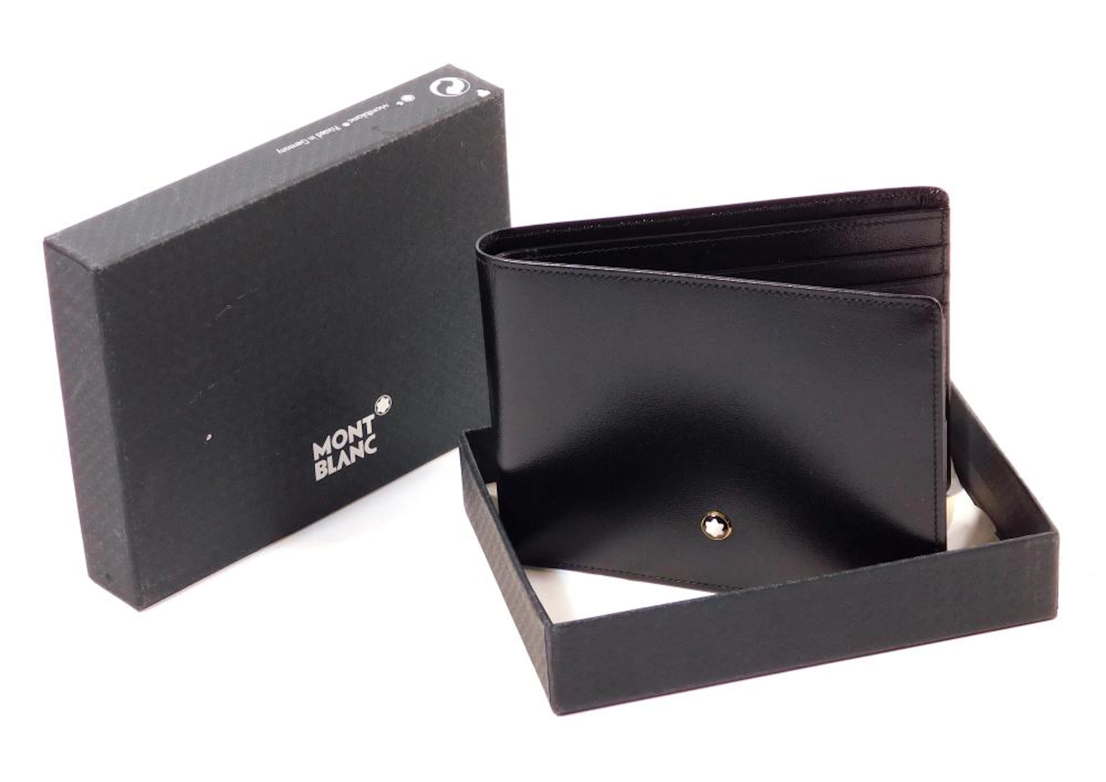 MONTBLANC. CARTERA en piel negra con logo de la casa Con caja original