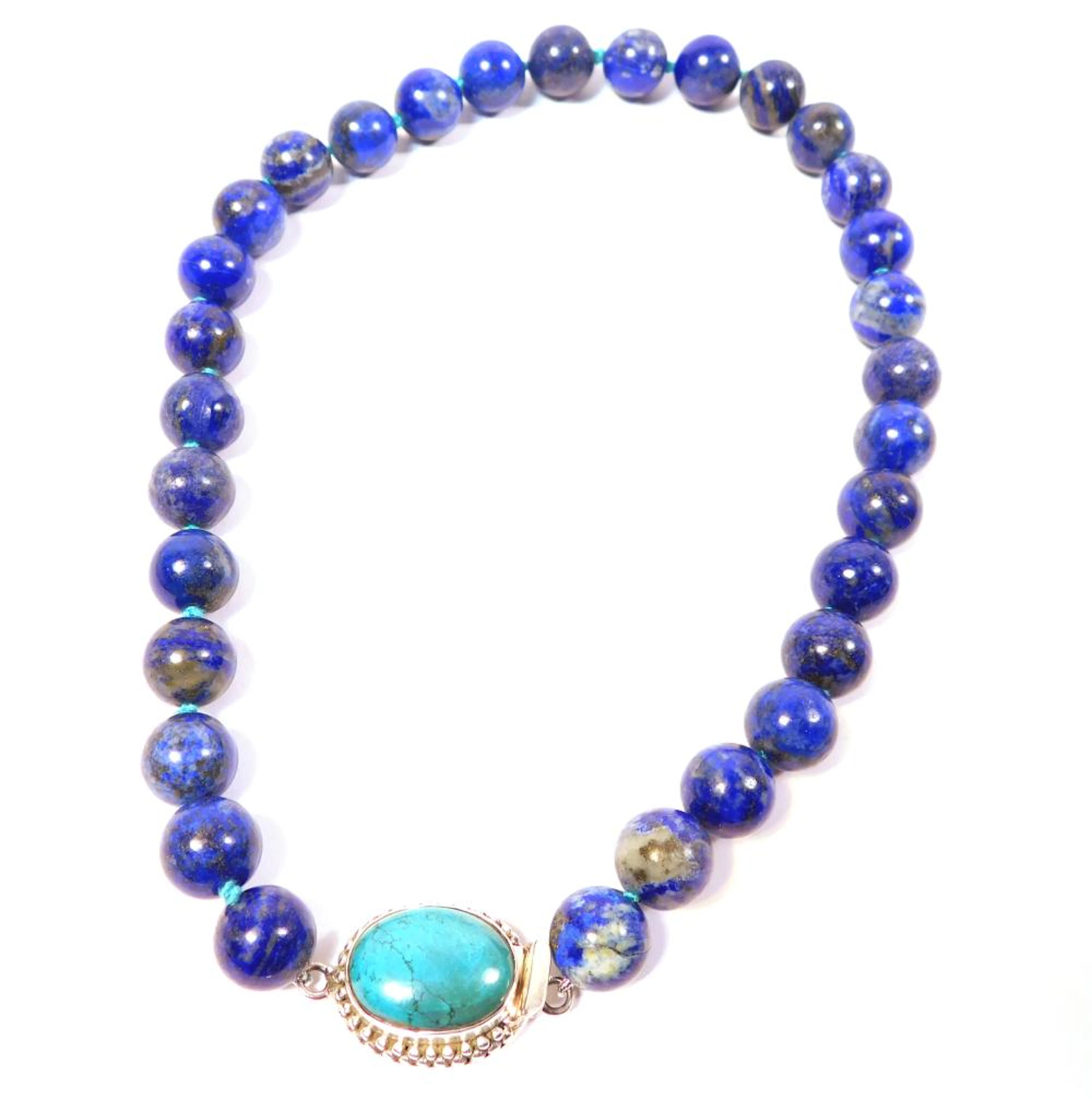 COLLAR DE CUENTAS DE LAPIZLÁZULI de 10 mm con cierre en...