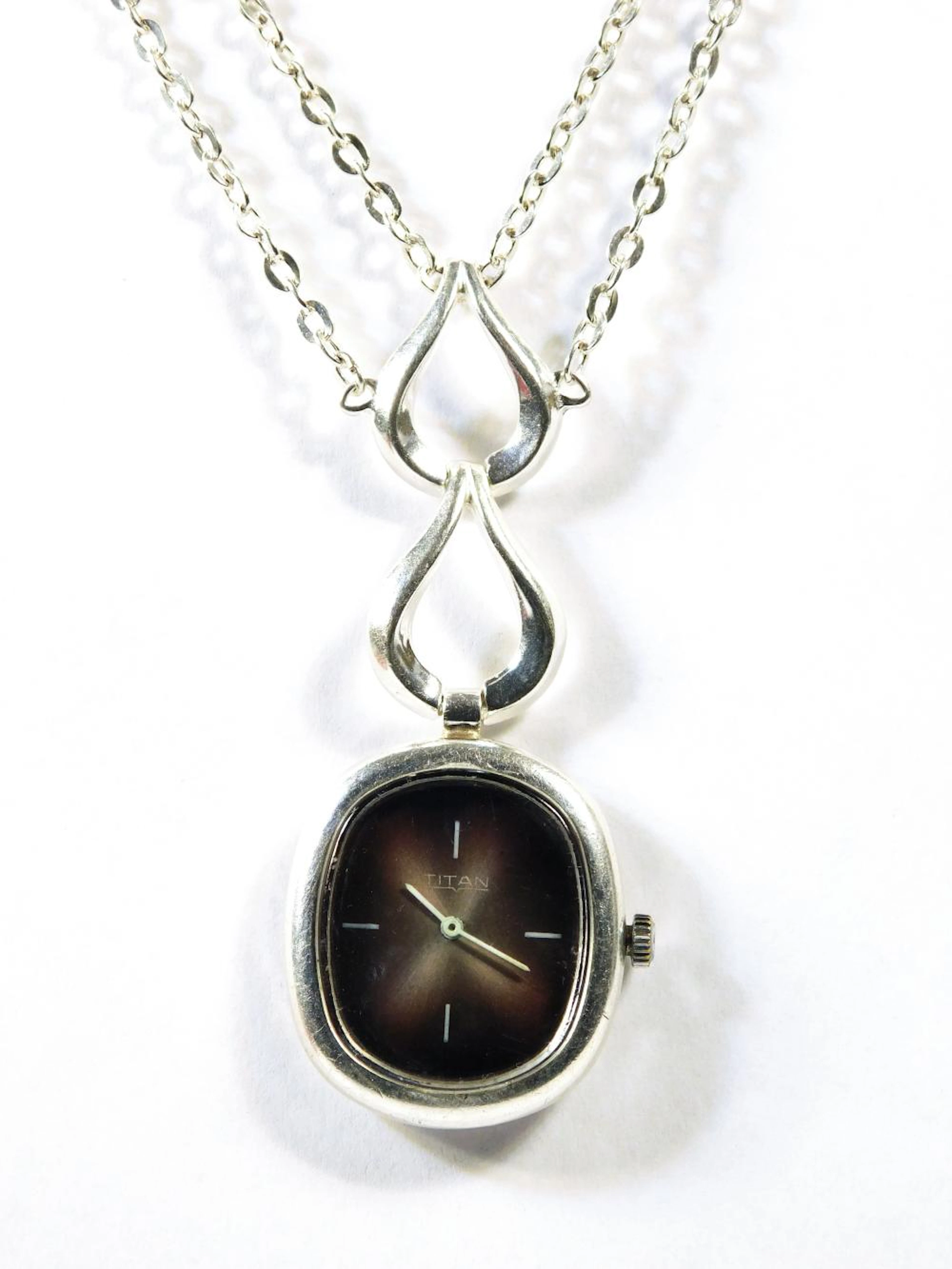 RELOJ TITAN "COLGATE" CON DOBLE CADENA en plata Esfera en marrón degradé