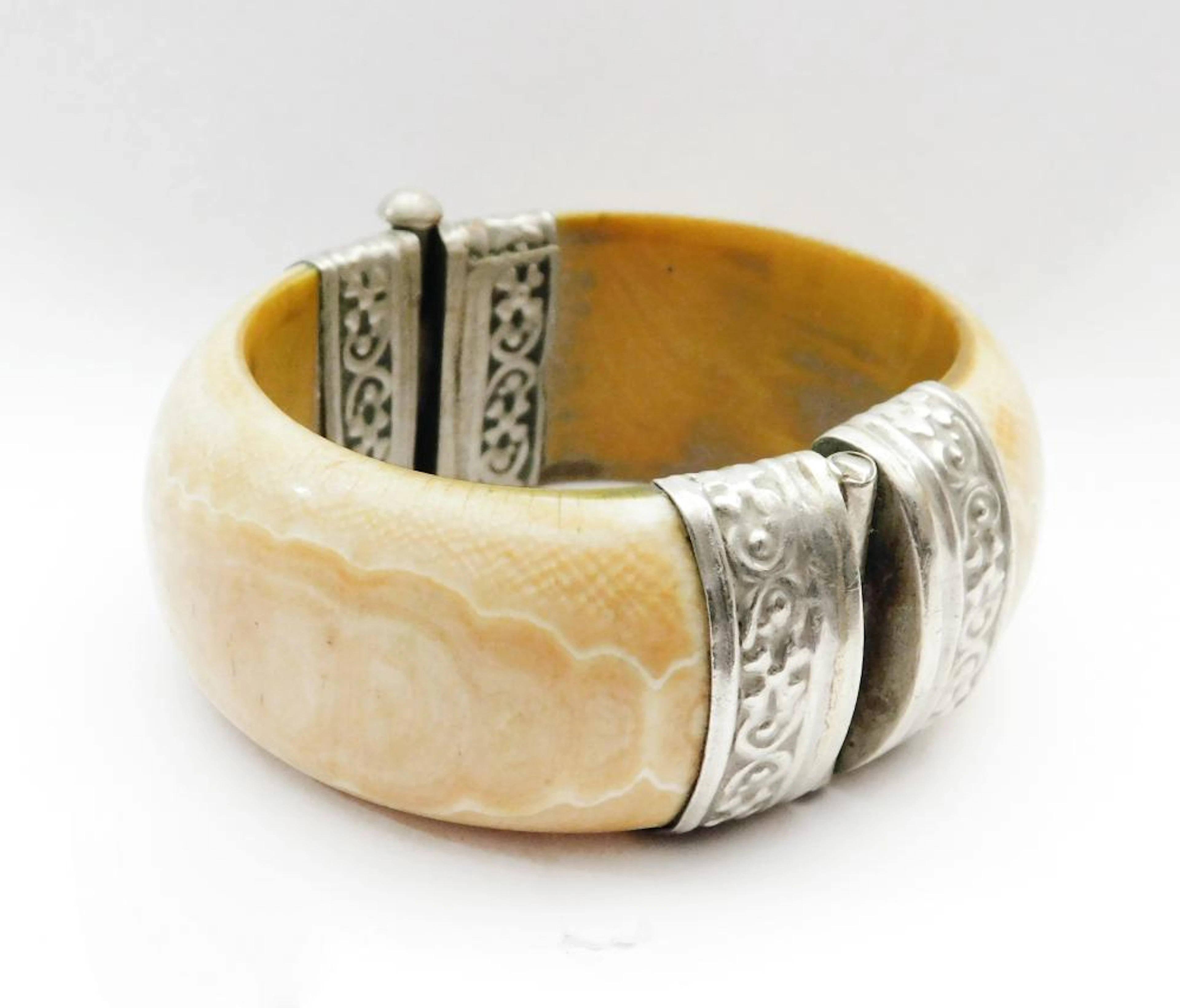 PULSERA ESCLAVA ÍNDIA CIRCA 1900 marfil con alpaca...