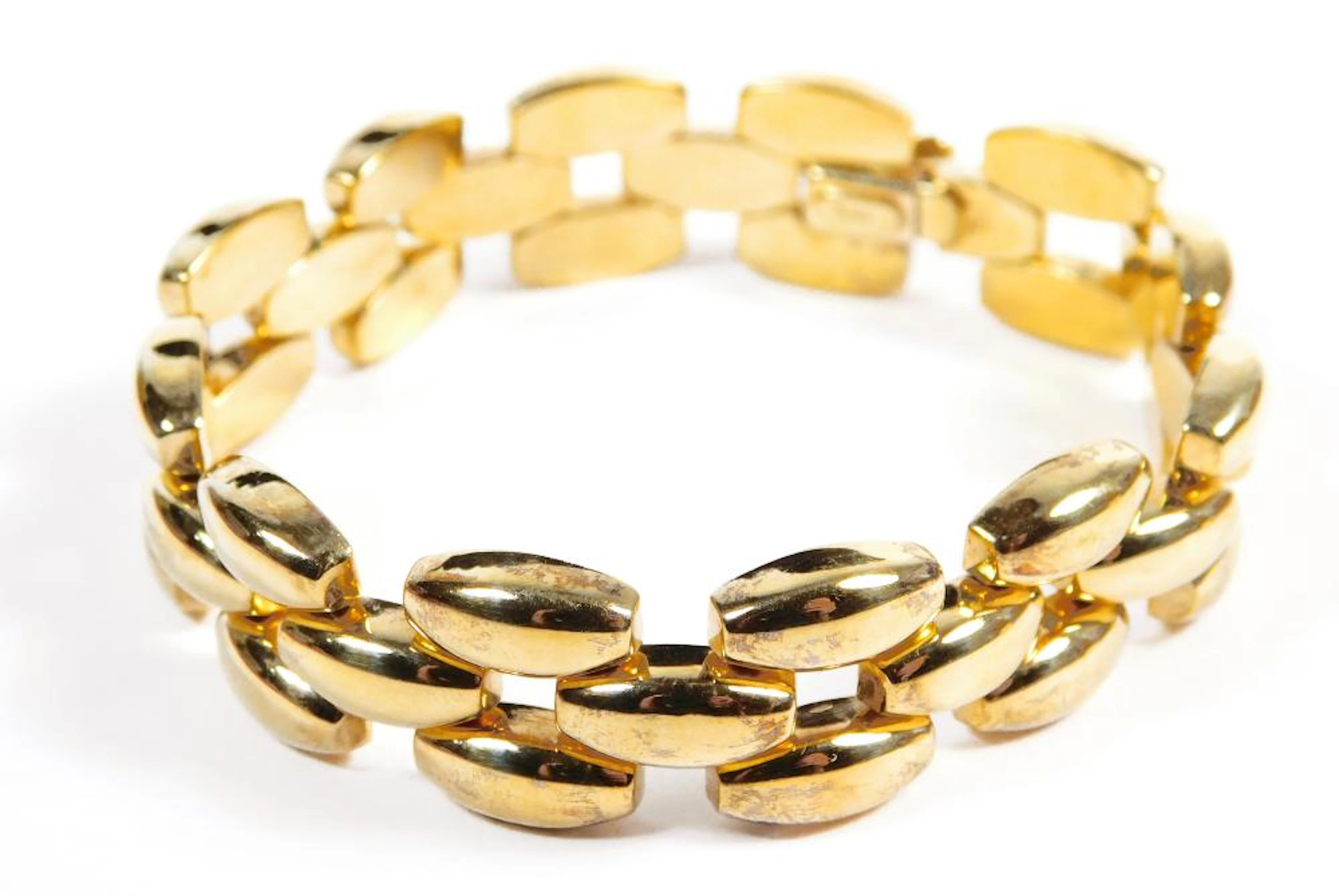 PULSERA DE ESLABONES en plata y plaqué de oro amarillo Largo: 18.5 cm.