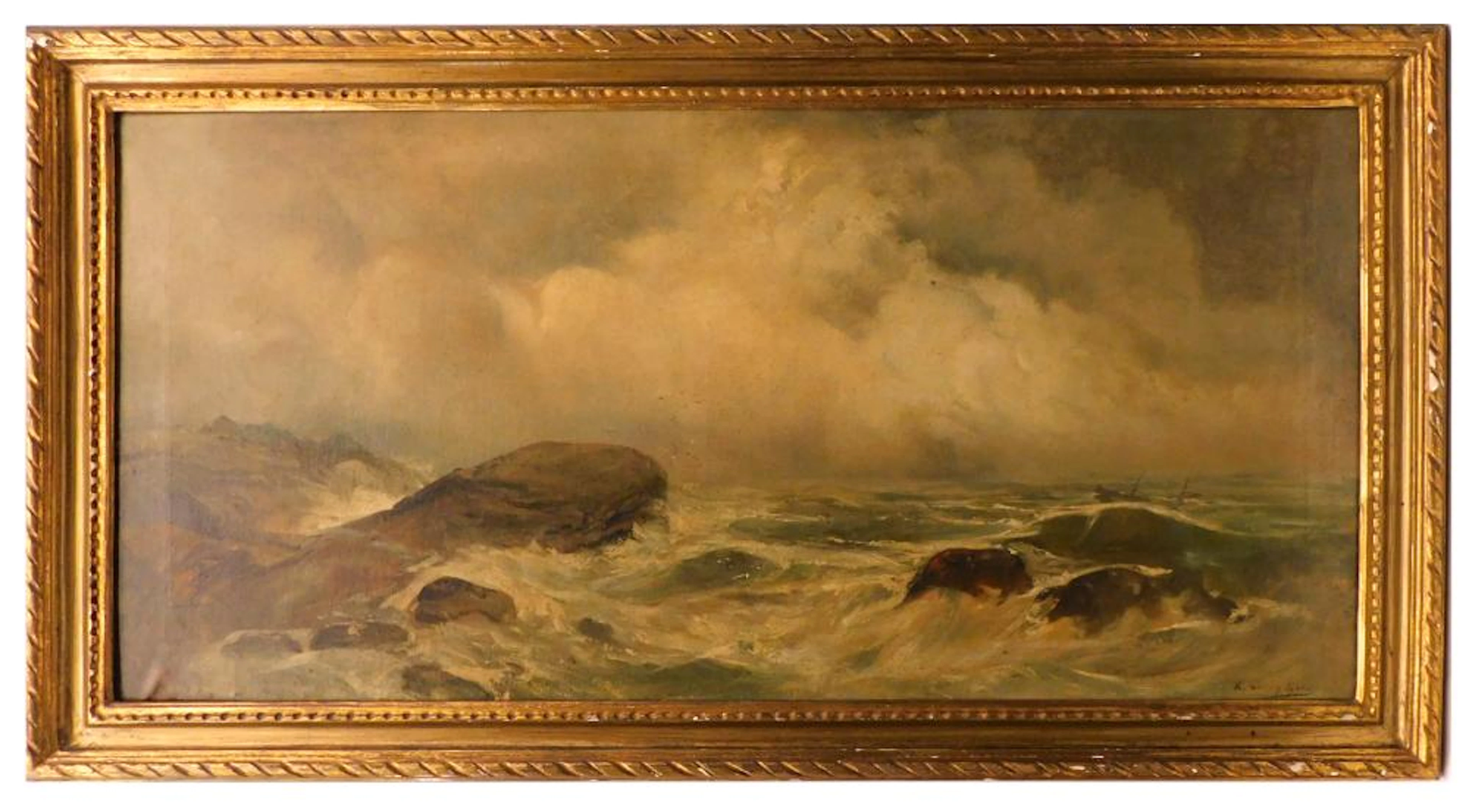 Ramón MARTÍ ALSINA (1826-1894) "MARINA" óleo sobre lienzo 52x108 cm.