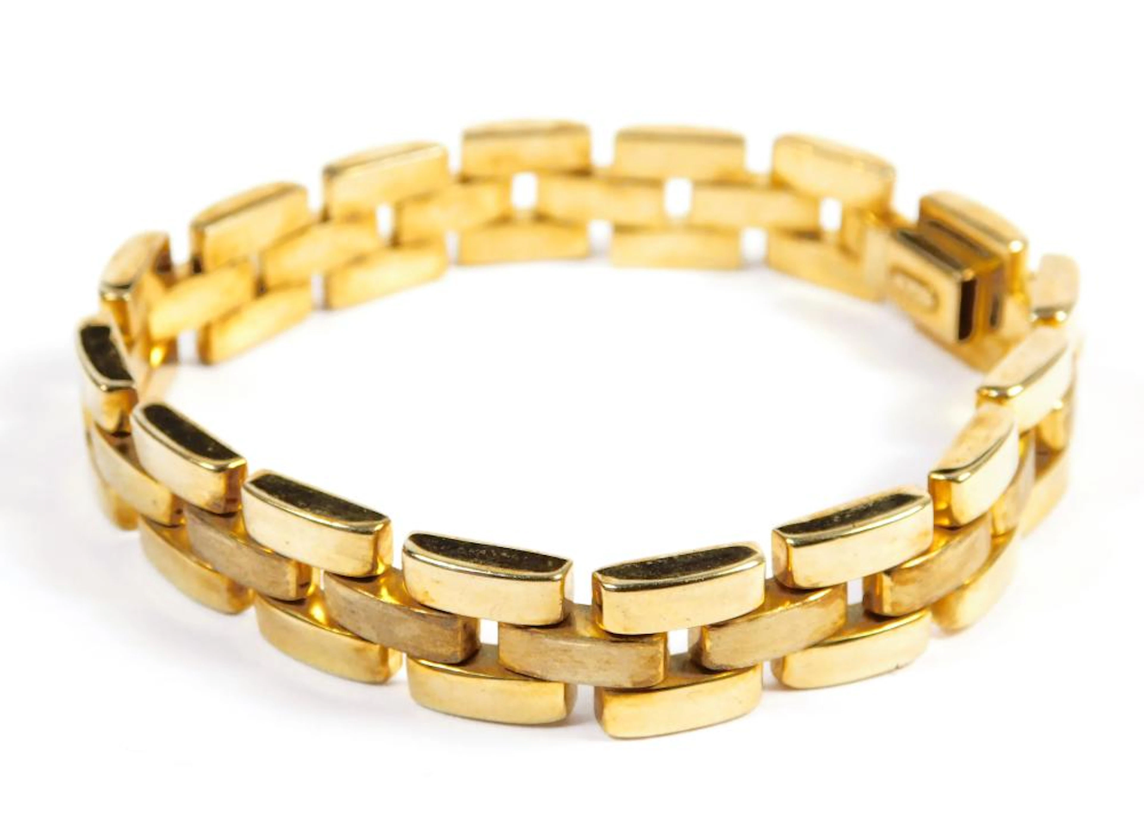 PULSERA DE ESLABONES en plata con plaqué de oro amarillo brillante y matizado