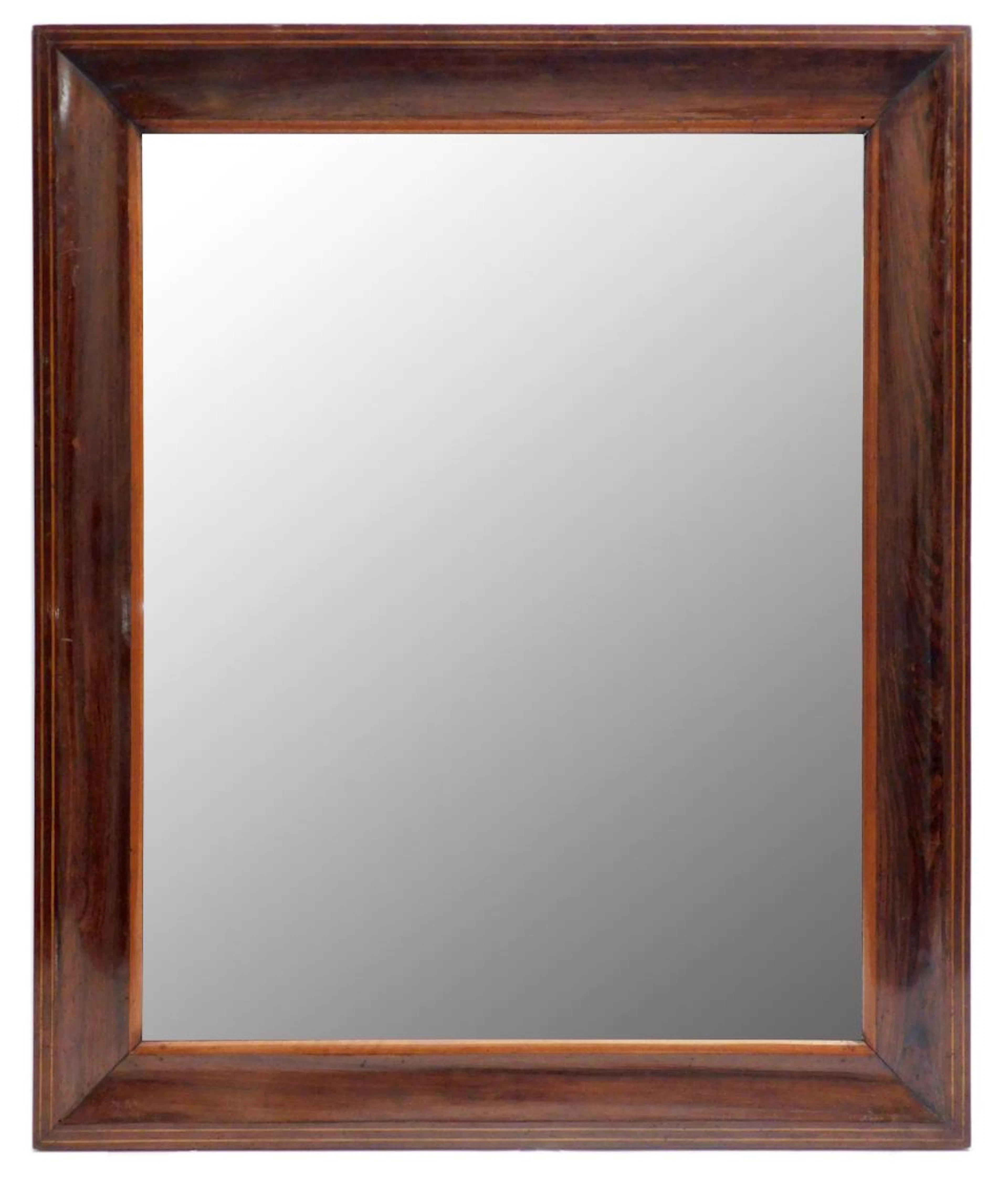 ESPEJO CON MARCO ANTIGUO en madera de caoba con detalle de marquetería 82x68 cm.