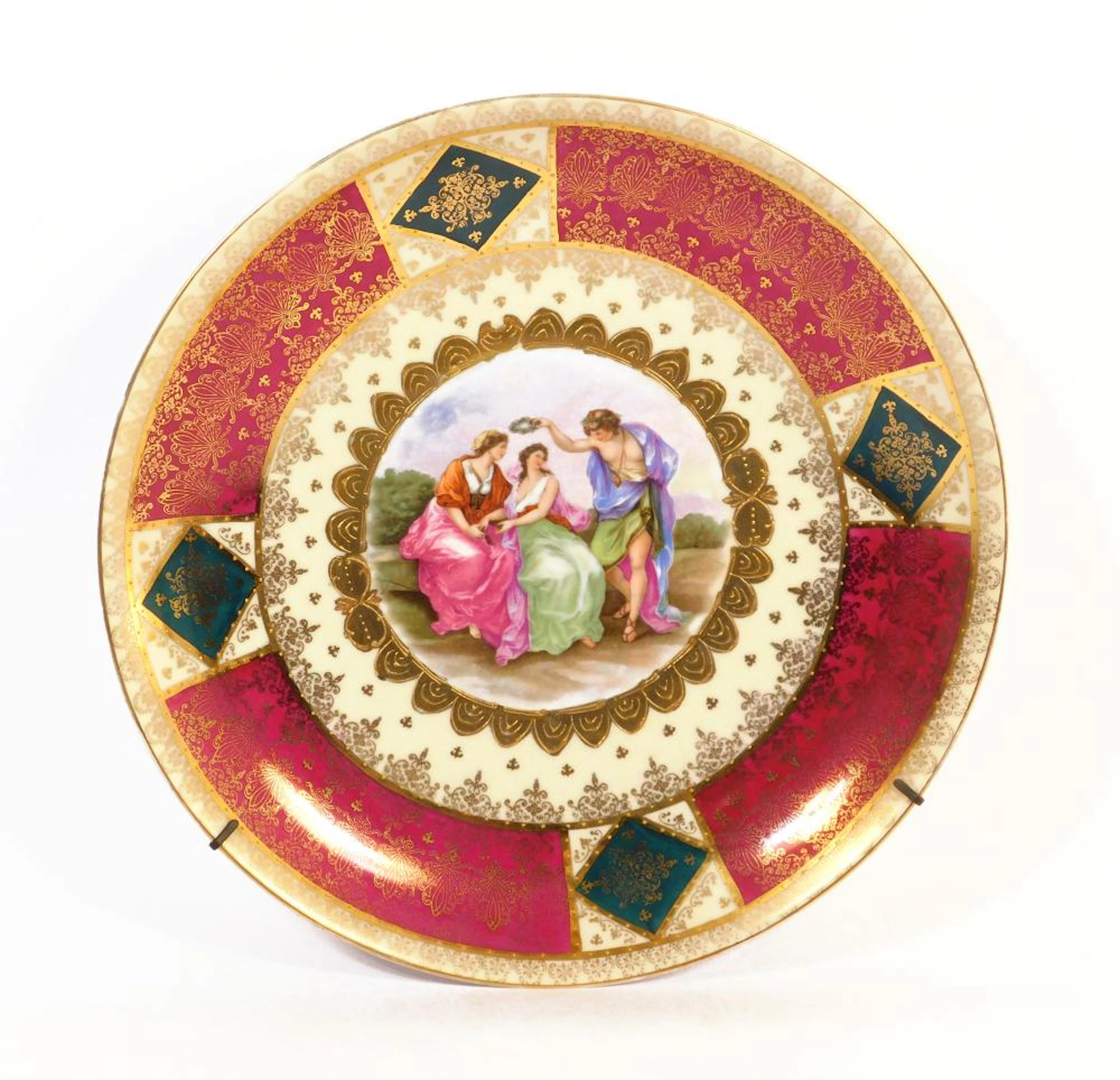 PLATO DECORATIVO MEDIADOS S.XX en porcelana de Viena con...