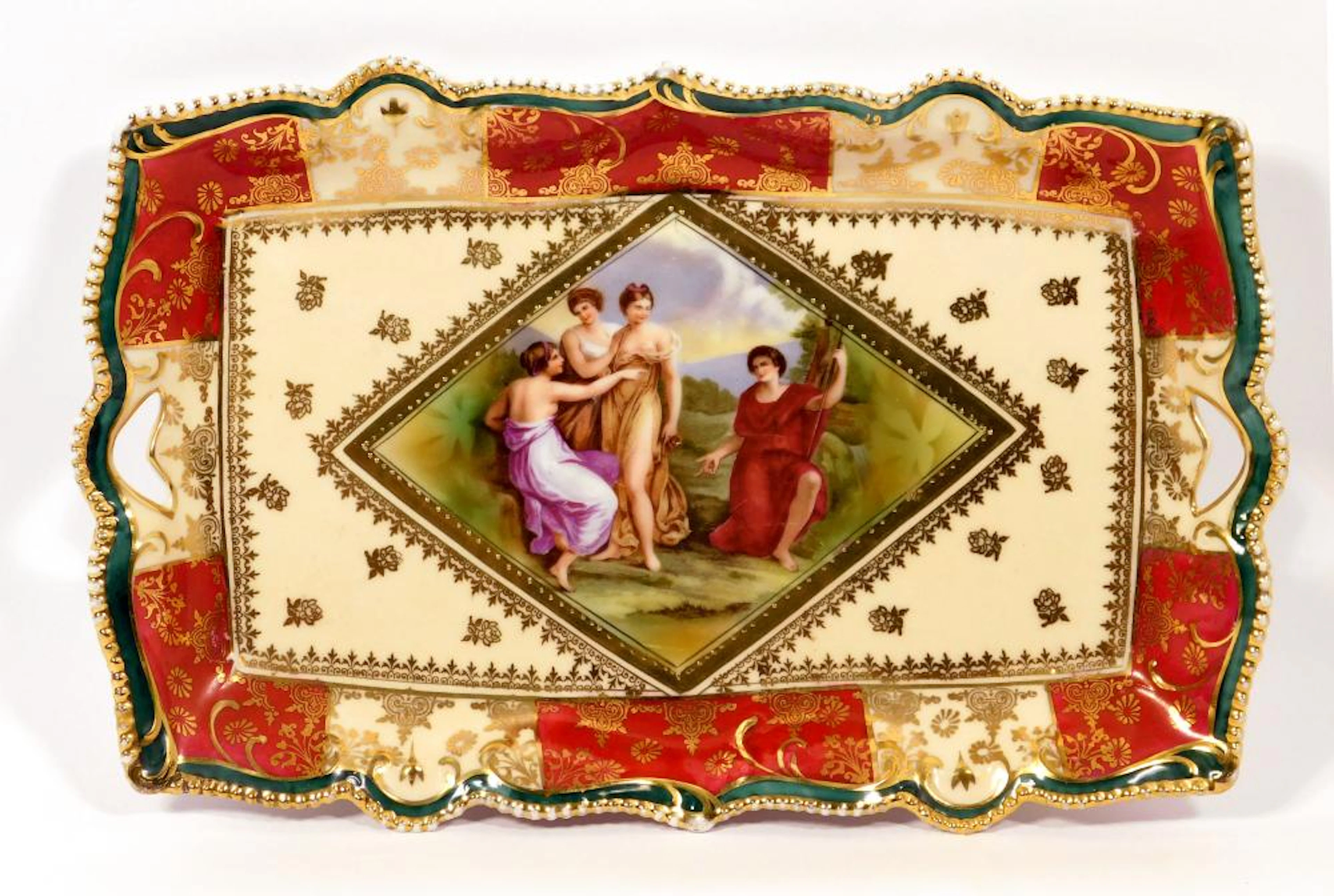 FUENTE AUSTRÍACA CIRCA 1900 en porcelana de Viena con...