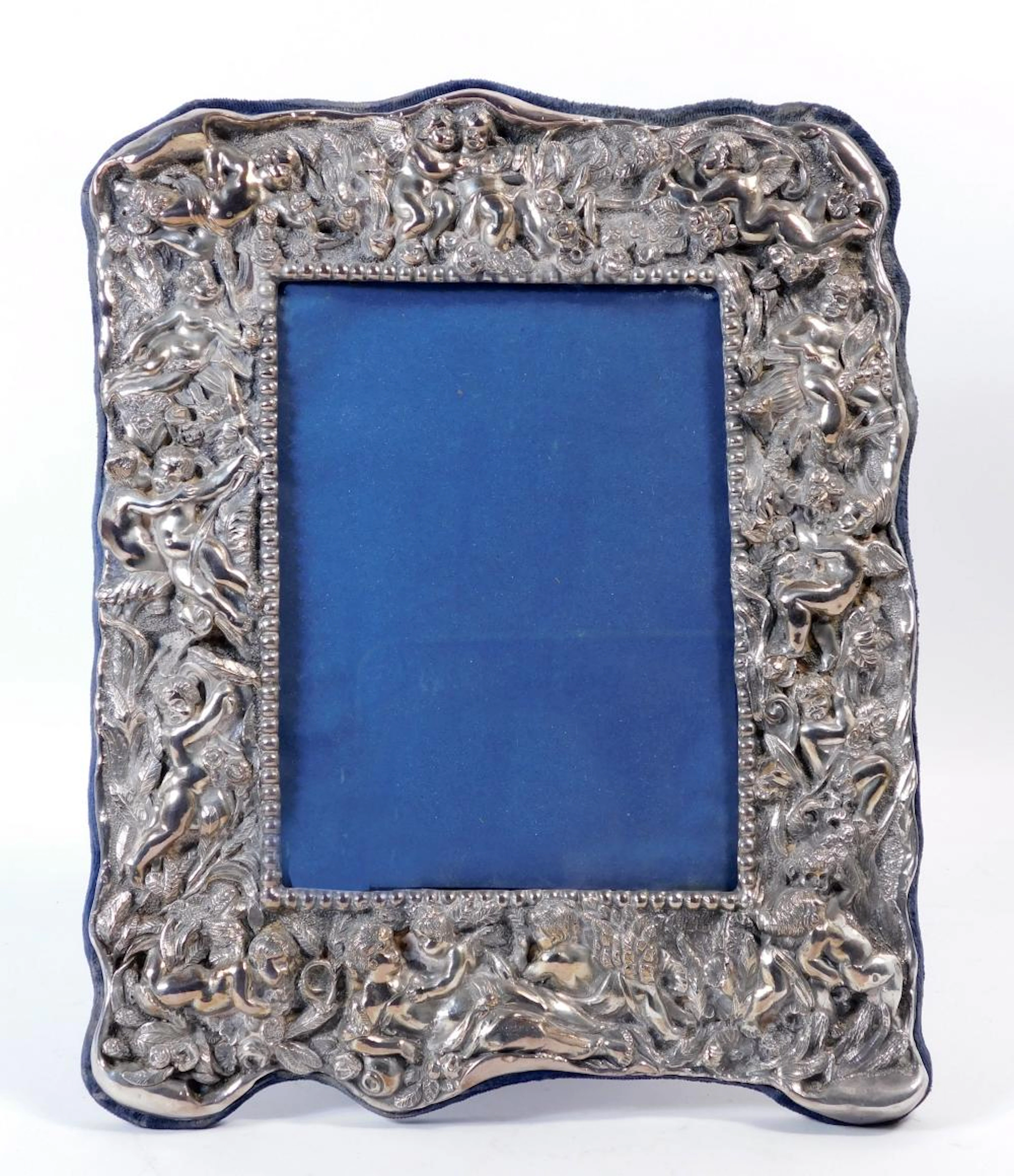 ANTIGUO MARCO PORTARETRATOS en plata con relieve de...