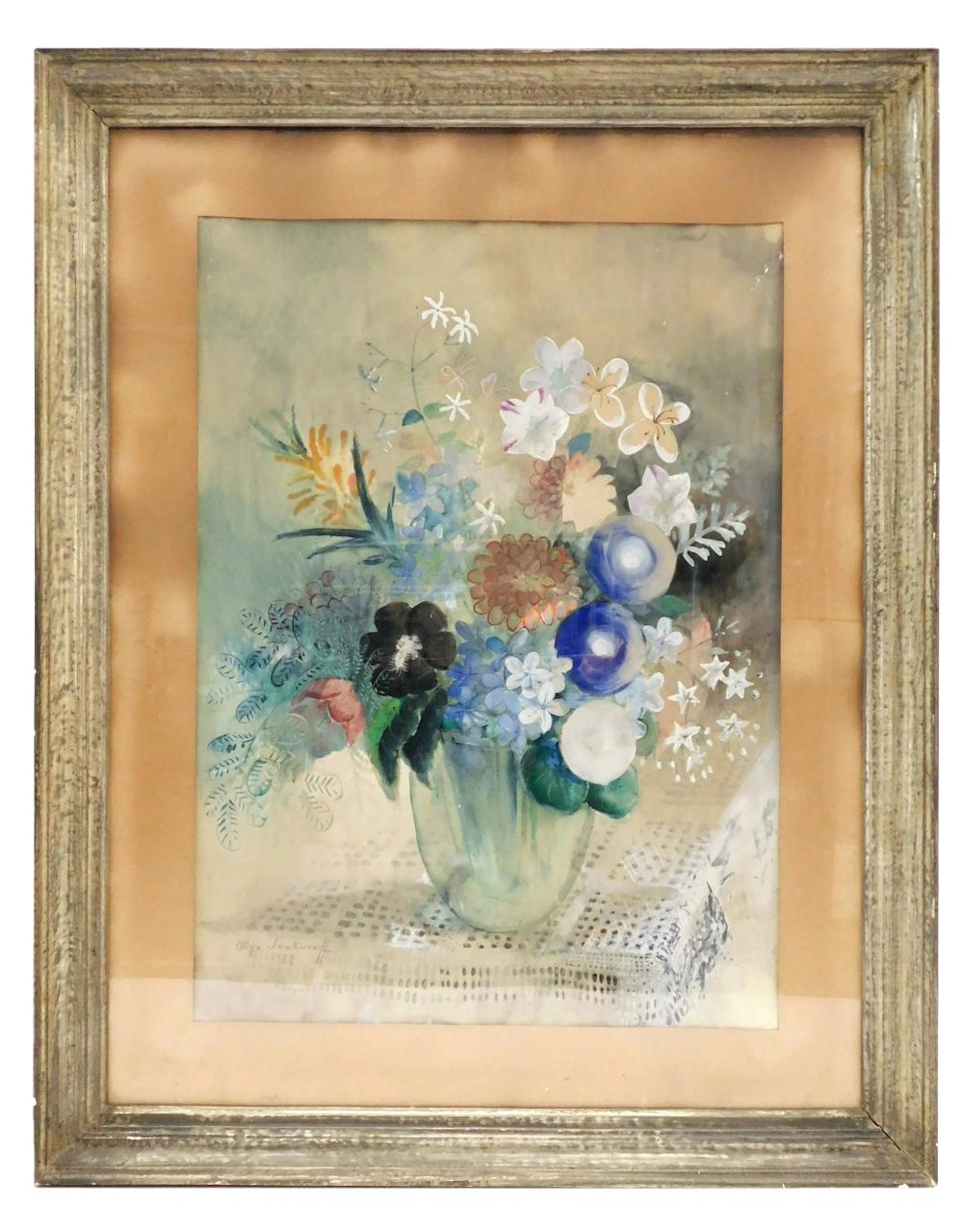 Olga SACHAROFF (1879/89-1967/69) "Jarrón con flores"...