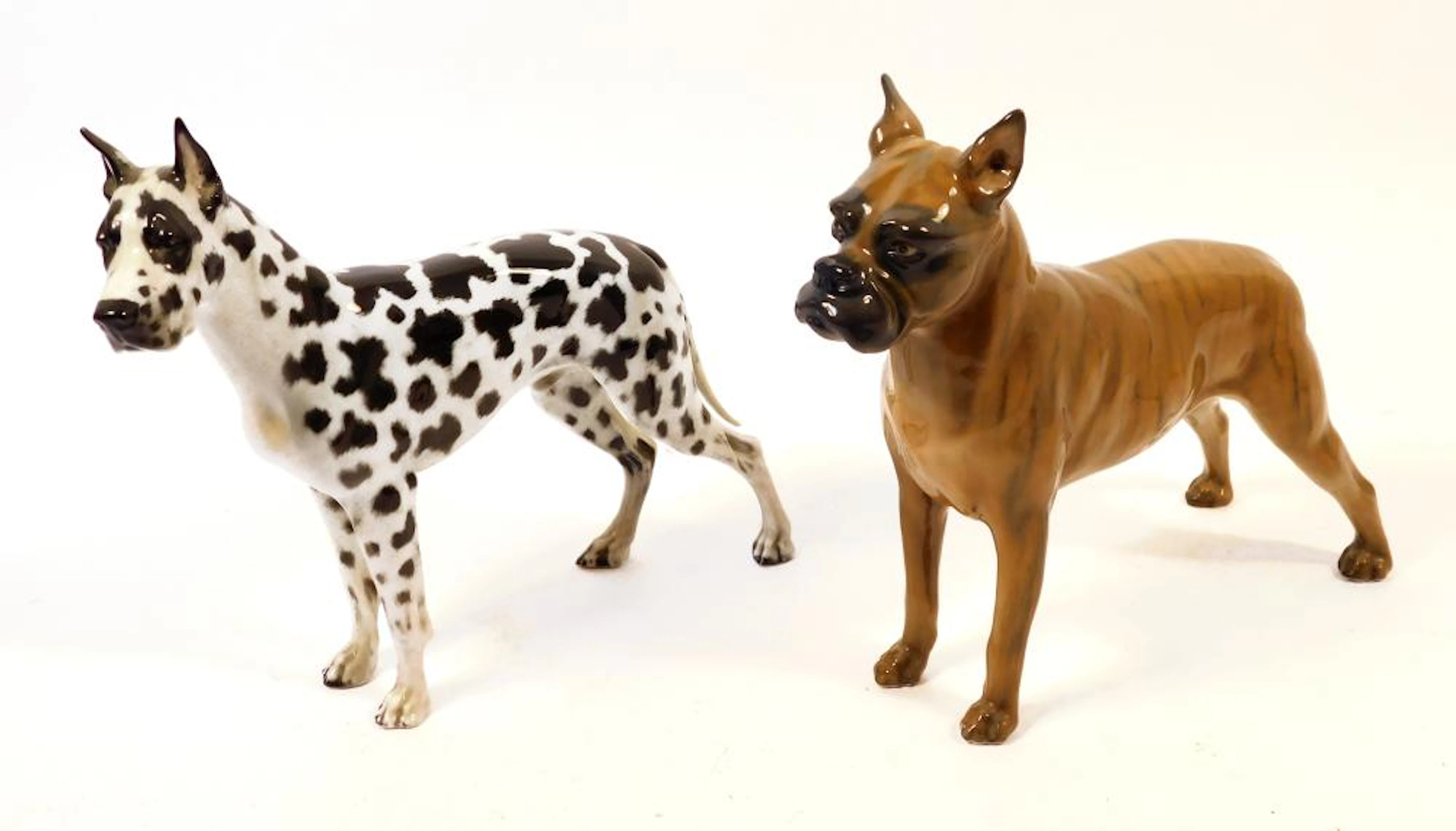PAREJA DE PERROS en porcelana Rosenthal Alturas: 22.5 y 23 cm.
