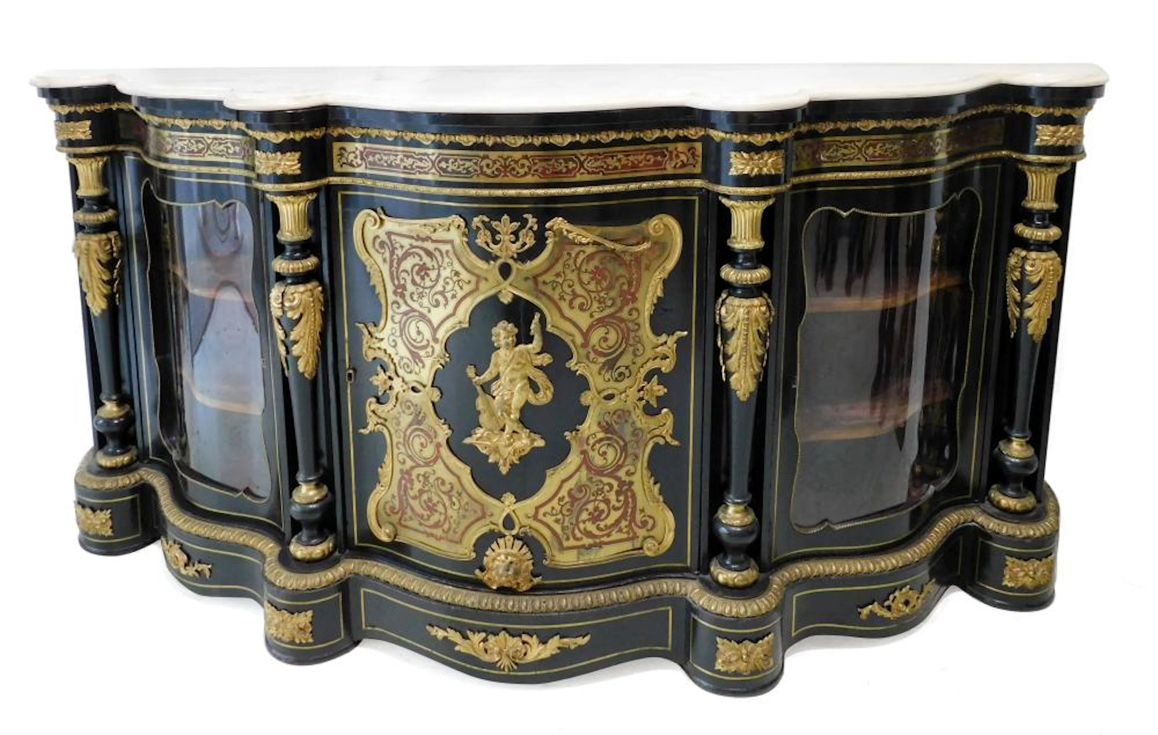 MUEBLE ESTILO BOULLE en madera lacada y marquetería de...