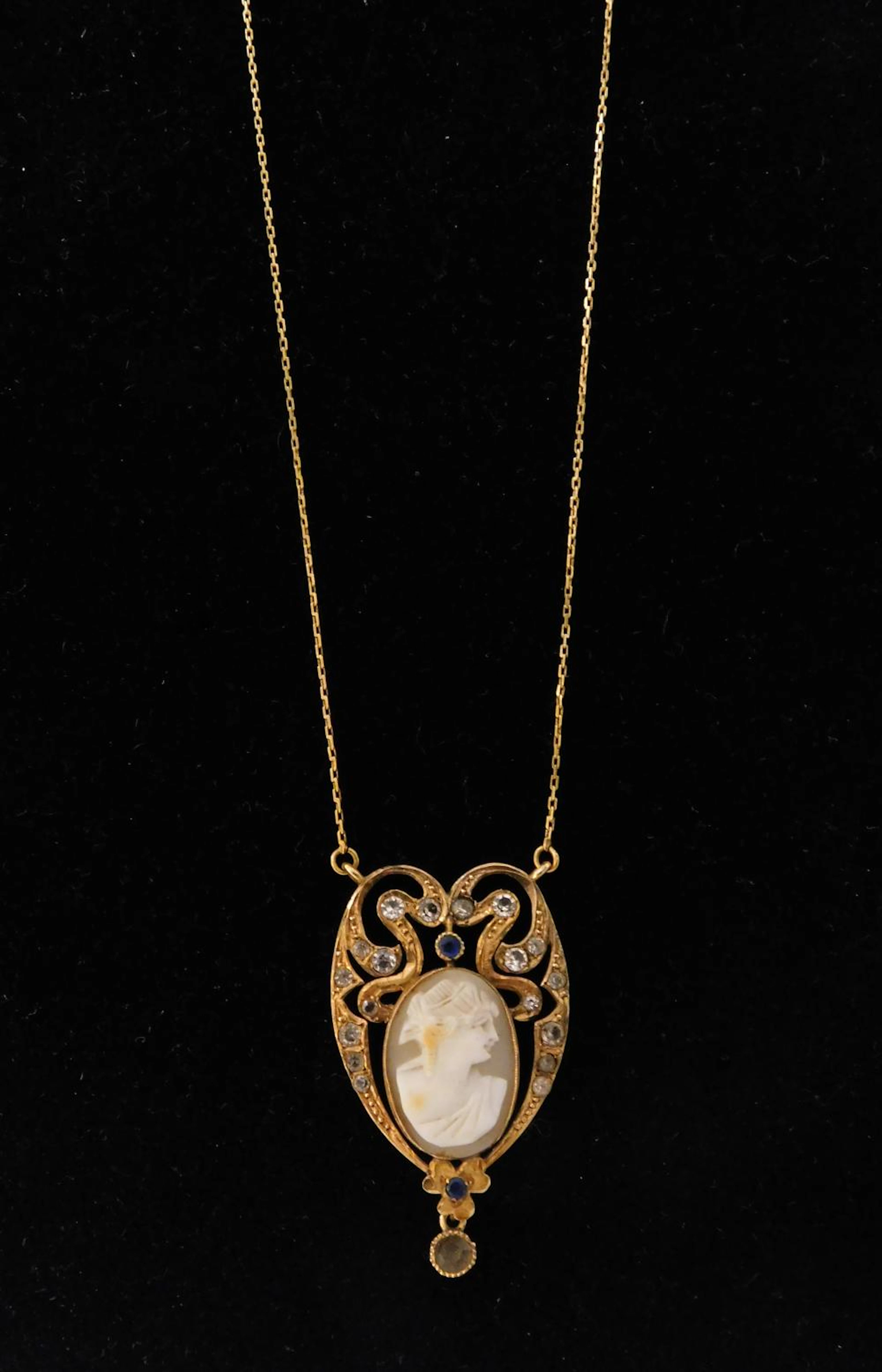 COLGANTE MEDALLA CIRCA 1900 en oro de 14k con brillantes...