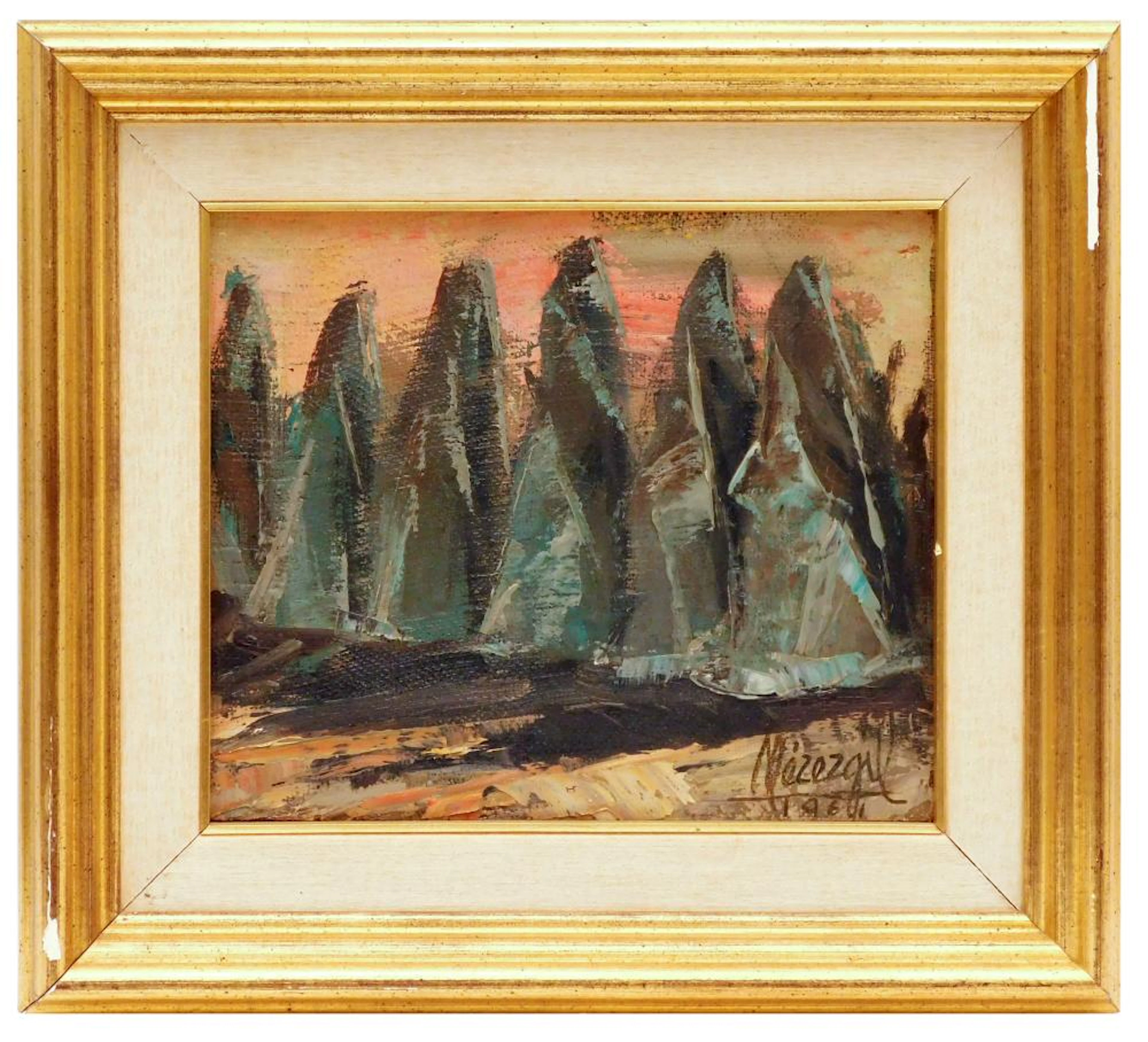 EZEZGIL "Sin título, 1961" óleo sobre tabla 37.5x23 cm.
