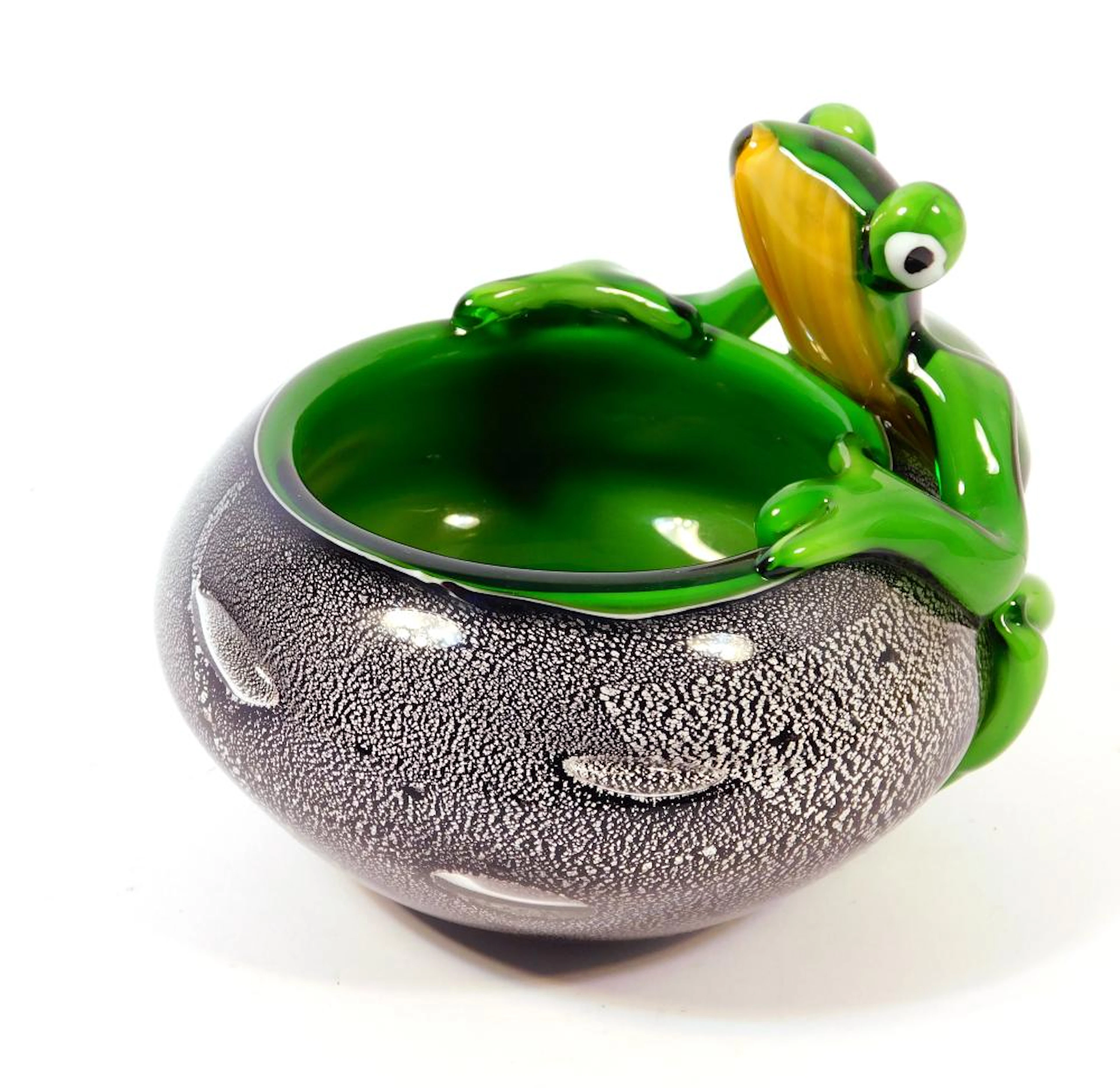 FIGURA DE CENTRO CON RANA en cristal de murano  Medidas:15x16x14 cm.