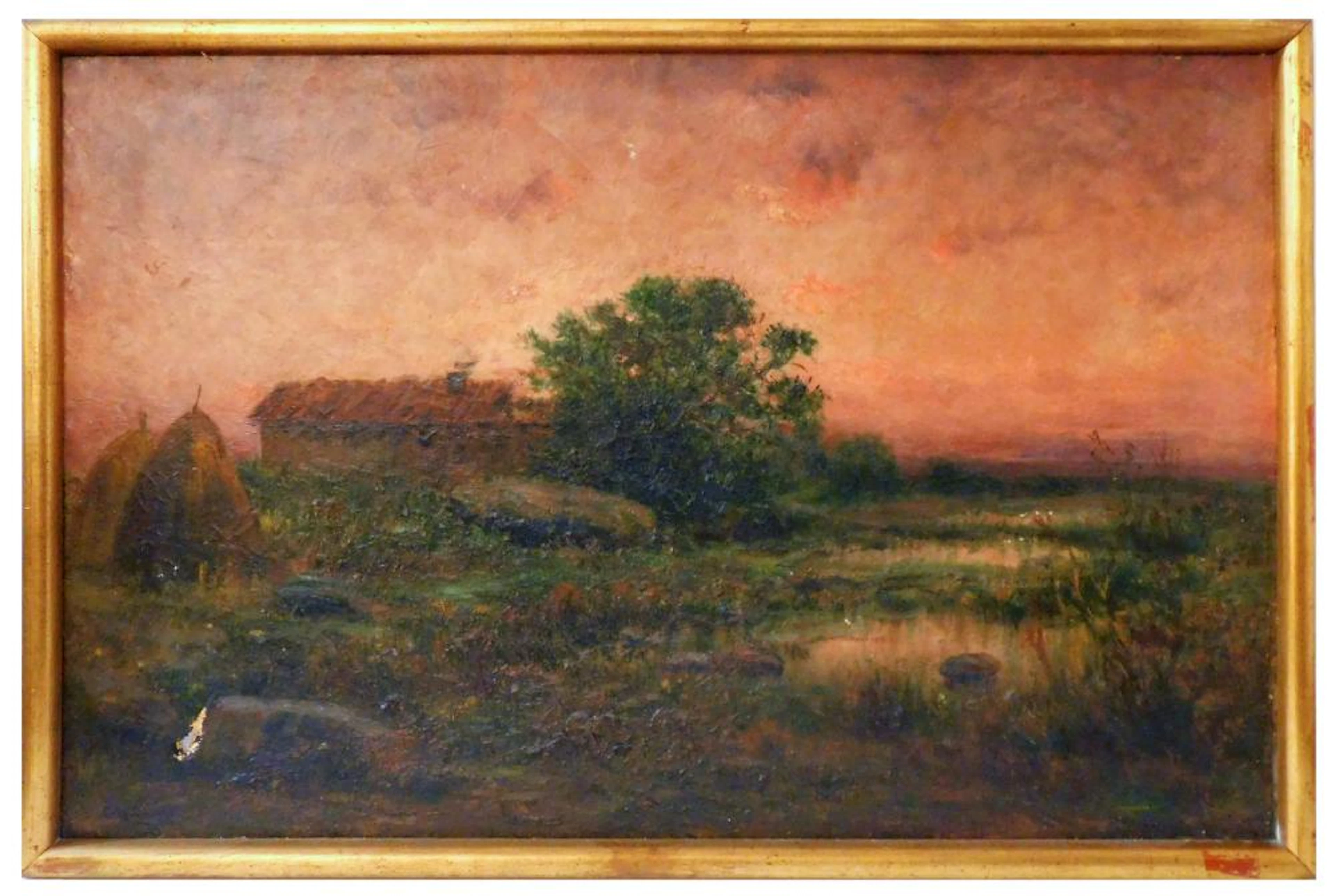 Genís CAPDEVILA PUIG (1860/72-1929) "Atardecer" óleo sobre lienzo 58x90 cm
