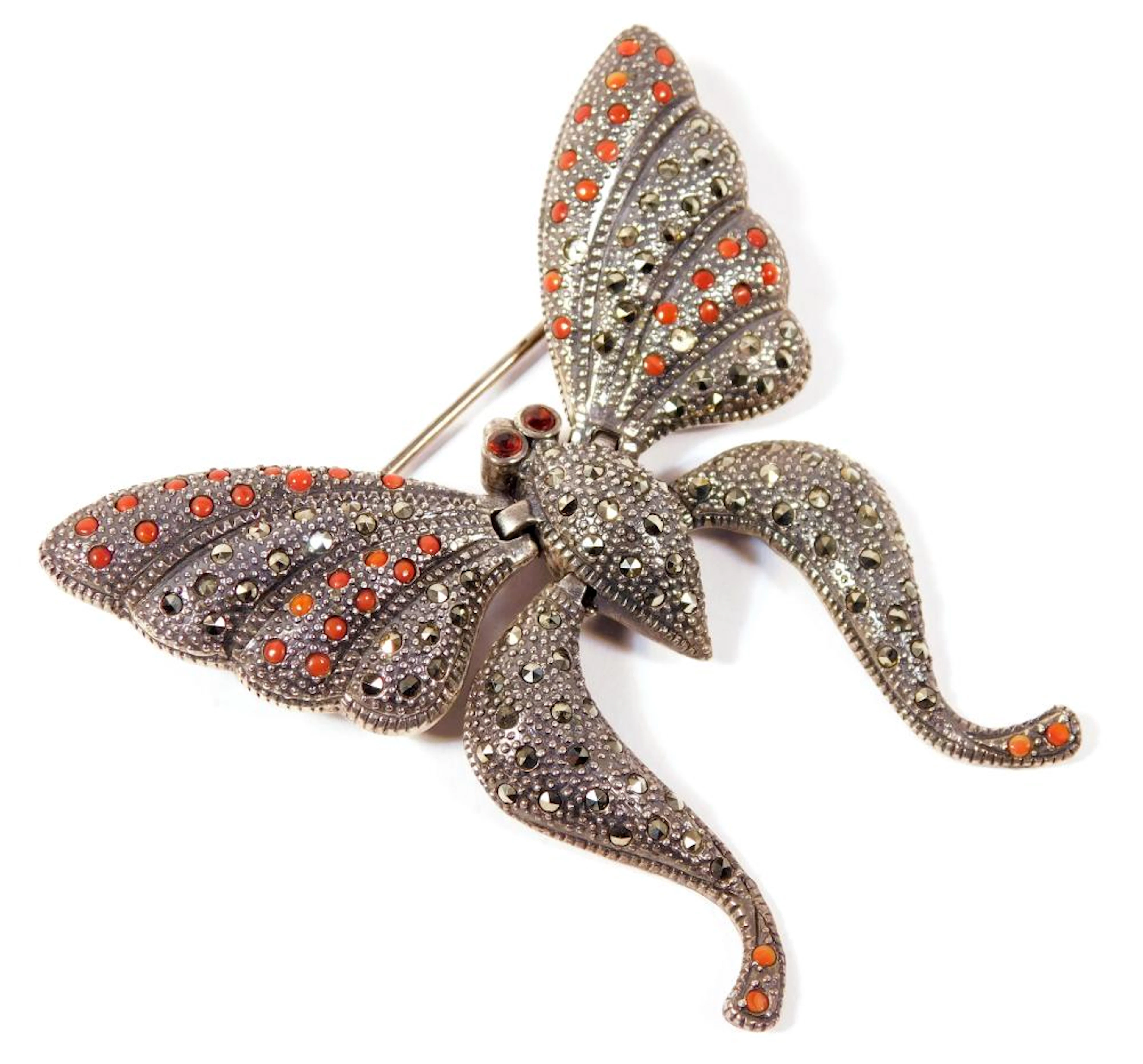 BROCHE MÓVIL MARIPOSA en plata con marquesitas y esmalte...